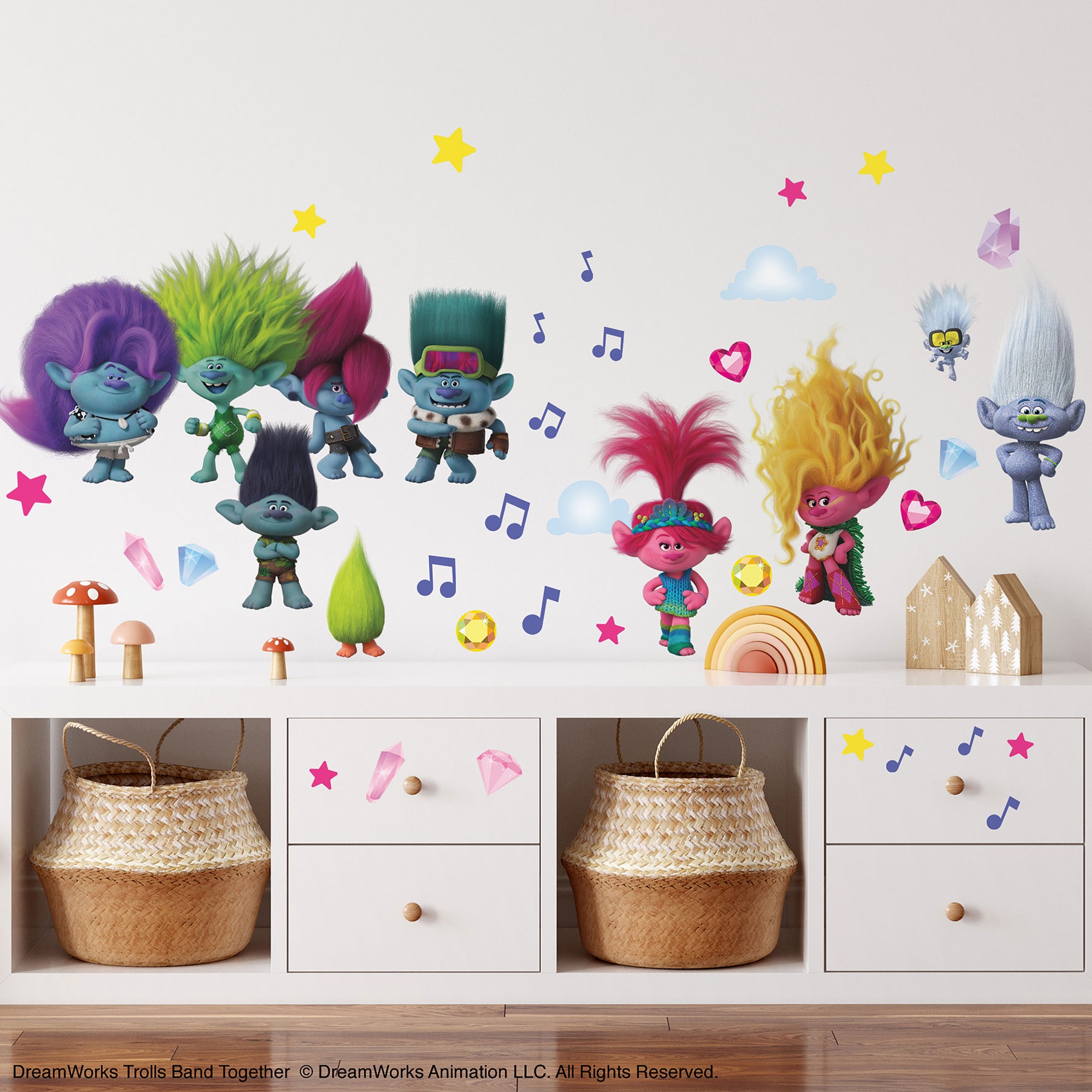 Trolls 3 Band Together with Glitter Wall Decals Wall Decals RoomMates   