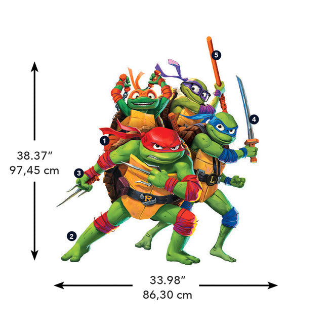 Teenage Mutant Ninja Turtles Mutant Mayhem Group Giant Wall Decals Wall Decals RoomMates Decor   