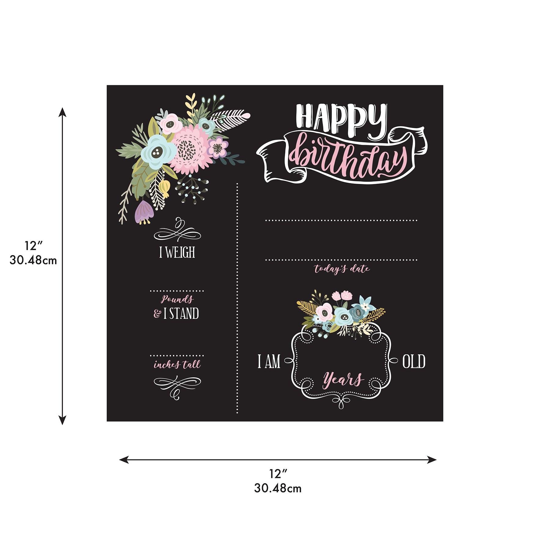 Floral Birthday Chalkboard Chalkboard RoomMates   