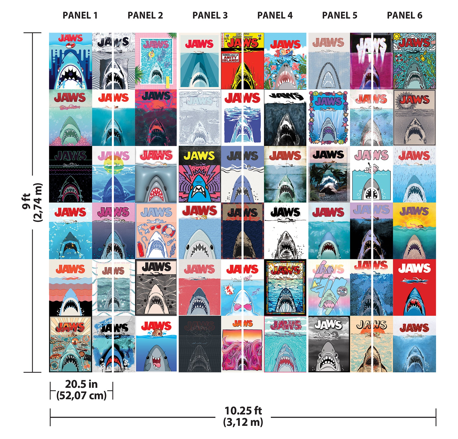 JAWS 50th Anniversary Posters Peel and Stick Mural Wall Murals RoomMates