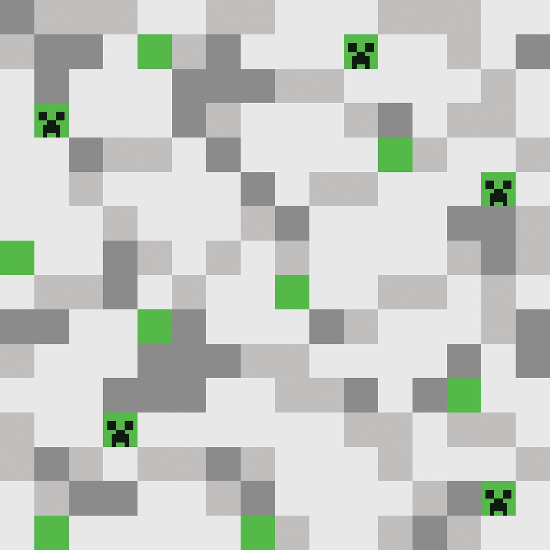 Minecraft Grey Pixel Creeper Peel & Stick Wallpaper Peel and Stick Wallpaper RoomMates Roll  
