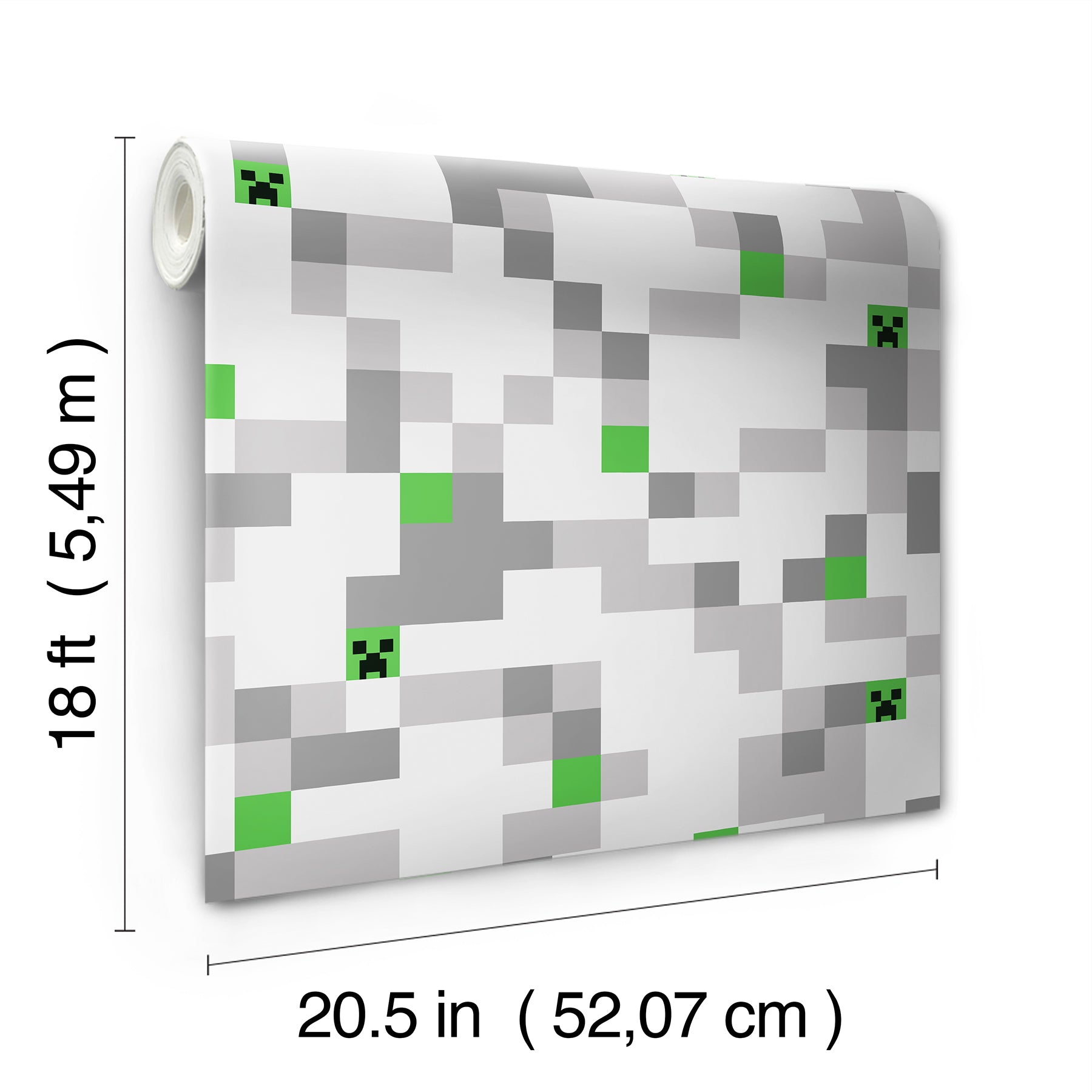 Minecraft Grey Pixel Creeper Peel & Stick Wallpaper Peel and Stick Wallpaper RoomMates   