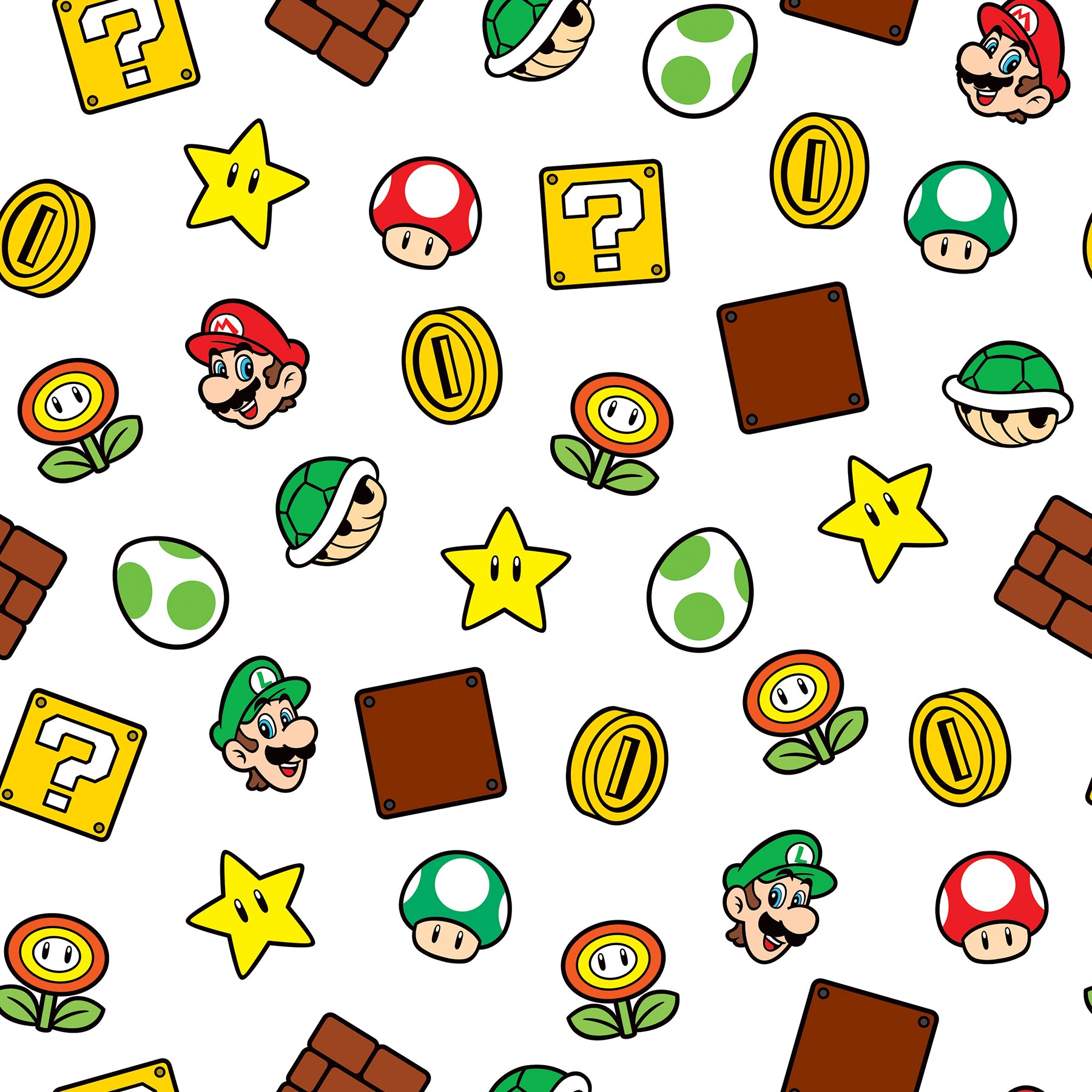 Nintendo Super Mario Power Up Icons Peel & Stick Wallpaper Peel and Stick Wallpaper RoomMates Roll White