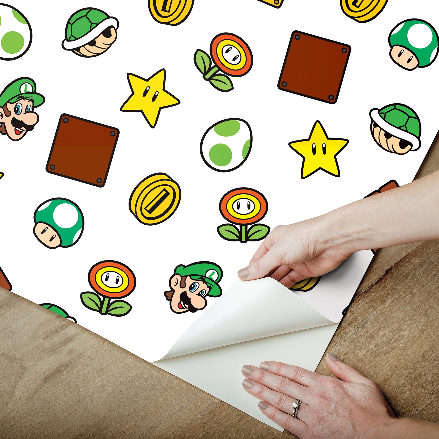 Nintendo Super Mario Power Up Icons Peel & Stick Wallpaper Peel and Stick Wallpaper RoomMates