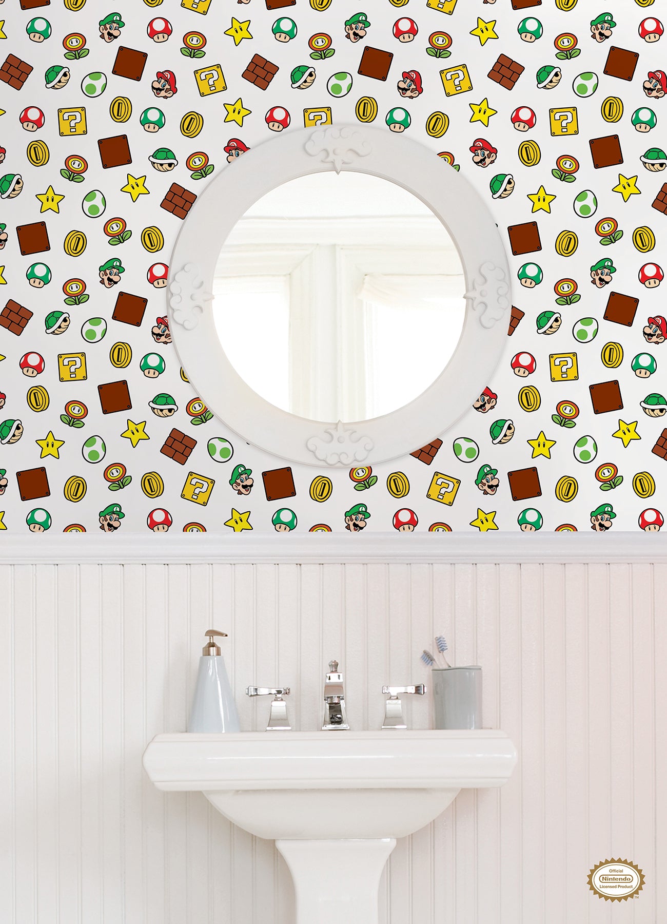 Nintendo Super Mario Power Up Icons Peel & Stick Wallpaper Peel and Stick Wallpaper RoomMates