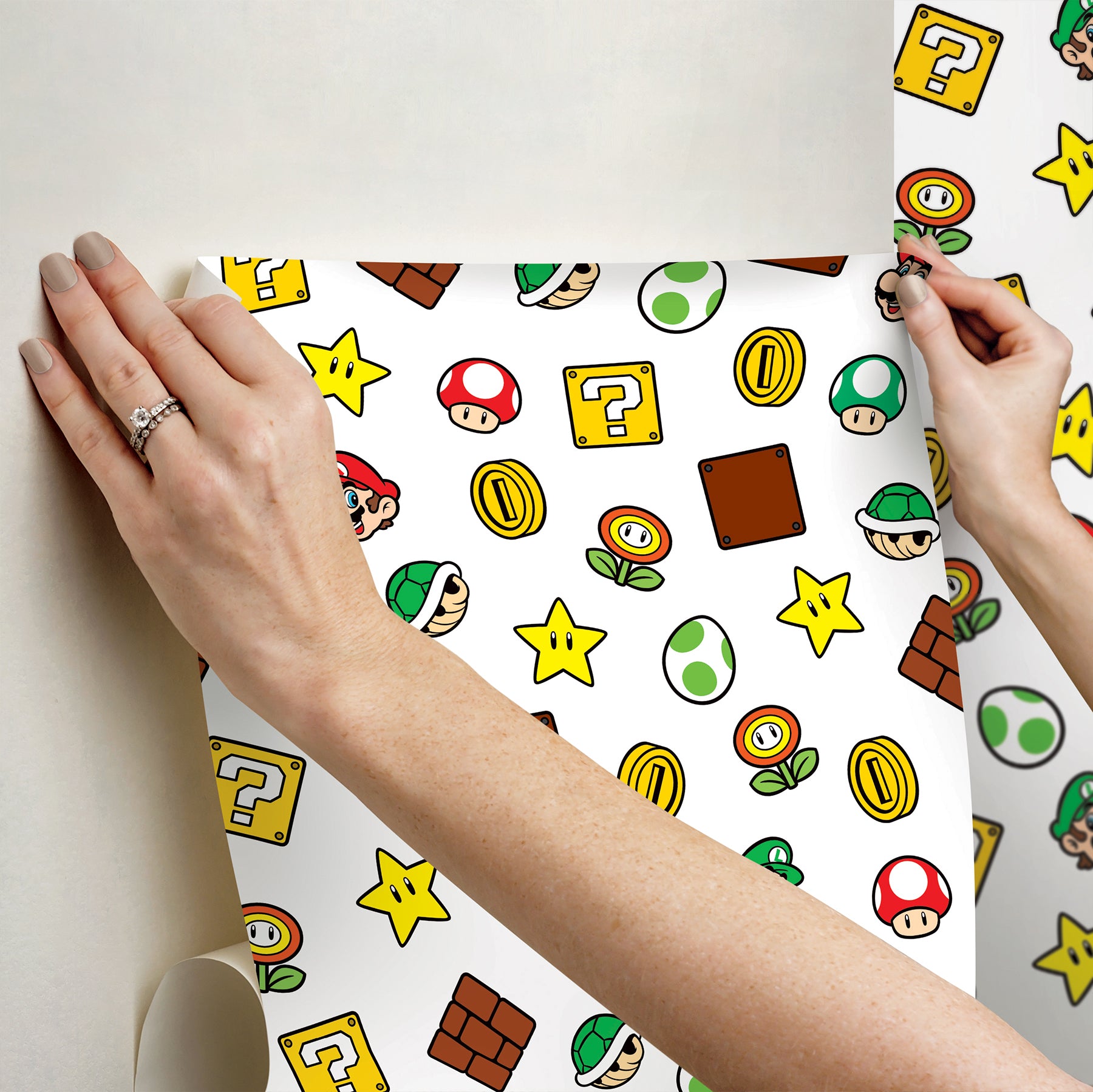 Nintendo Super Mario Power Up Icons Peel & Stick Wallpaper Peel and Stick Wallpaper RoomMates