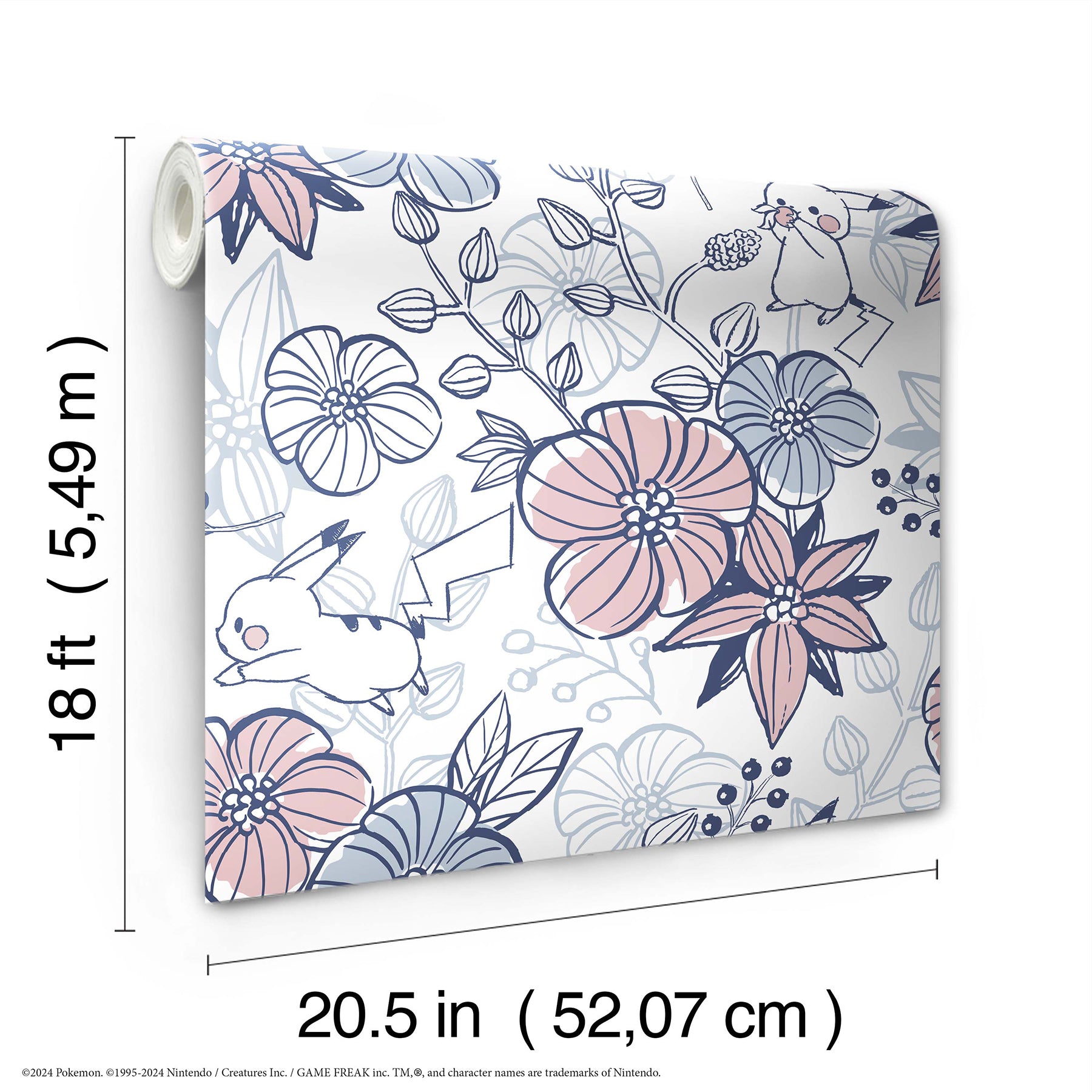 Pokémon Pikachu Floral Peel & Stick Wallpaper Peel and Stick Wallpaper RoomMates Decor   