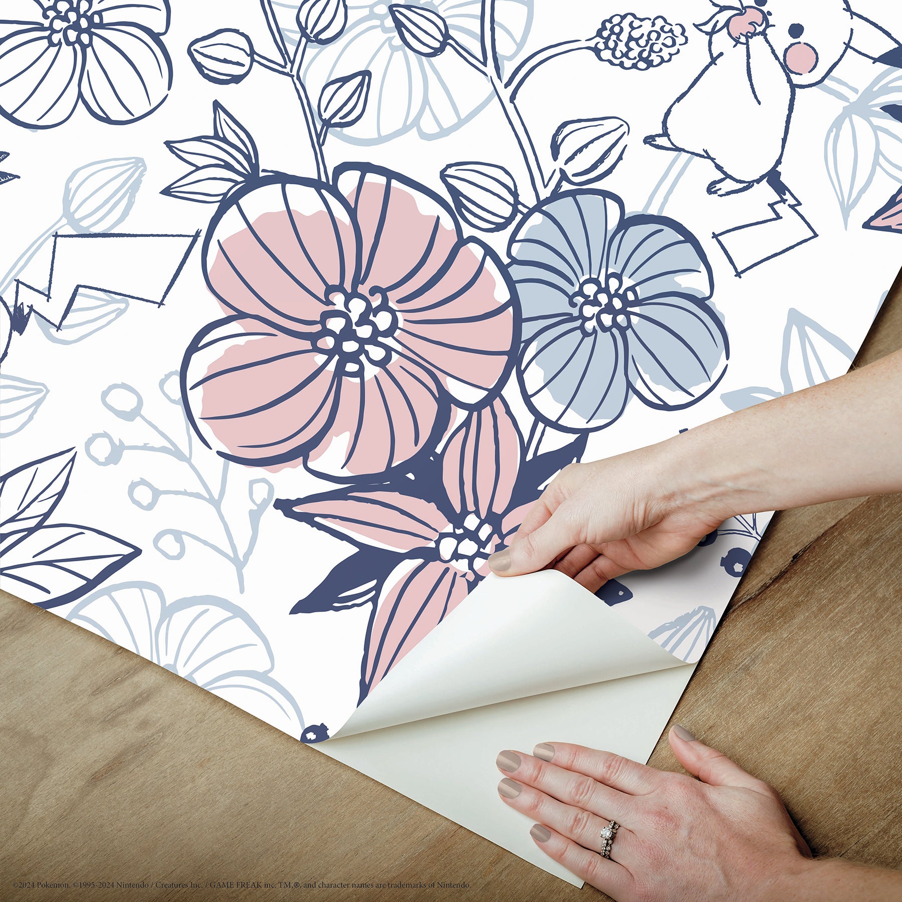 Pokémon Pikachu Floral Peel & Stick Wallpaper Peel and Stick Wallpaper RoomMates Decor   