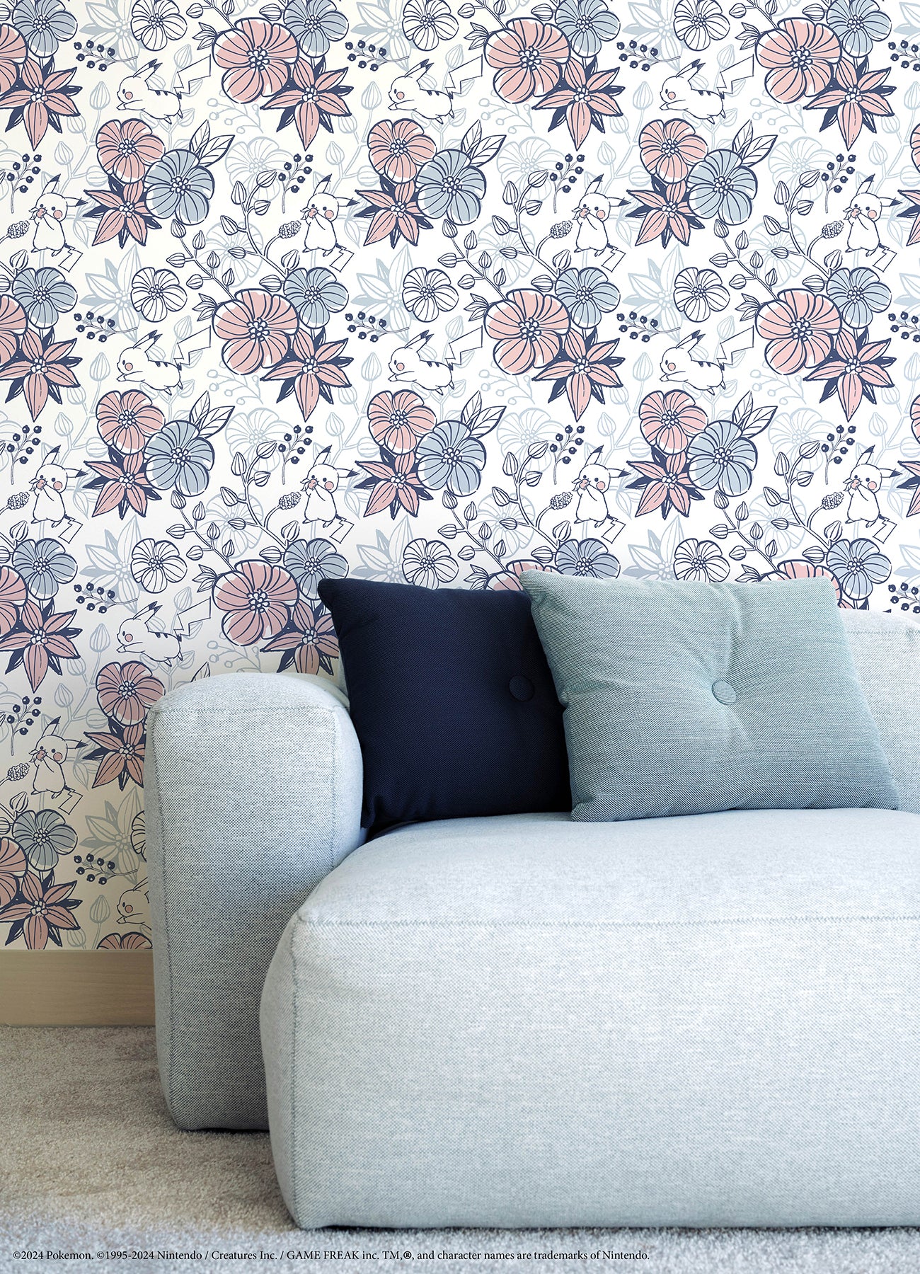 Pokémon Pikachu Floral Peel & Stick Wallpaper Peel and Stick Wallpaper RoomMates Decor   