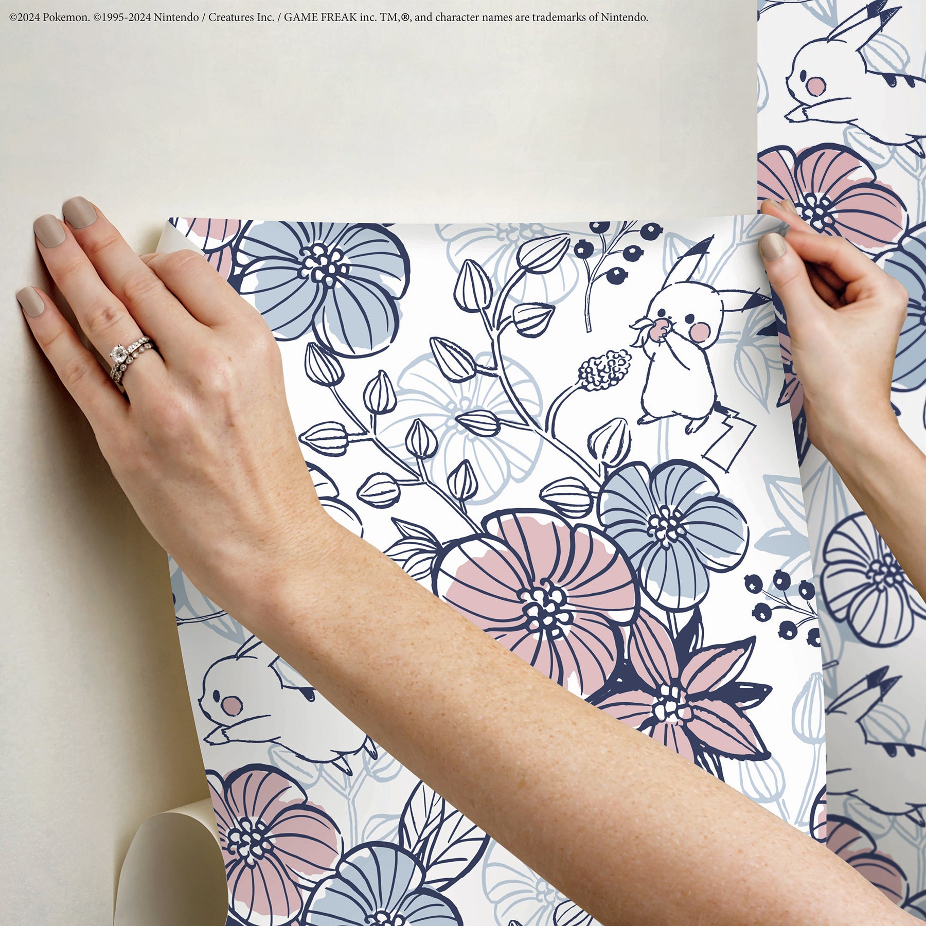 Pokémon Pikachu Floral Peel & Stick Wallpaper Peel and Stick Wallpaper RoomMates Decor   