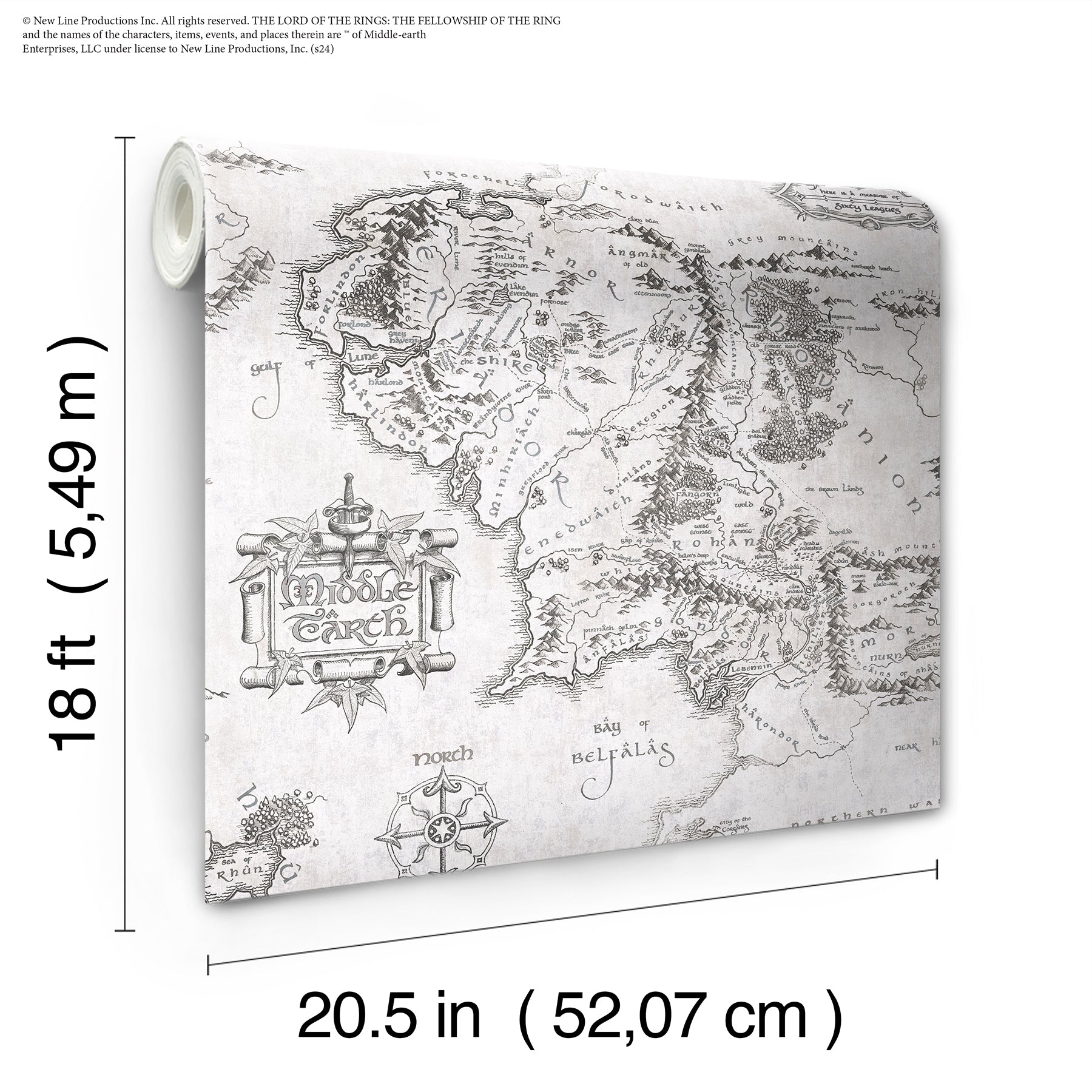Lord of the Rings Middle Earth Map Peel & Stick Wallpaper Peel and Stick Wallpaper RoomMates   