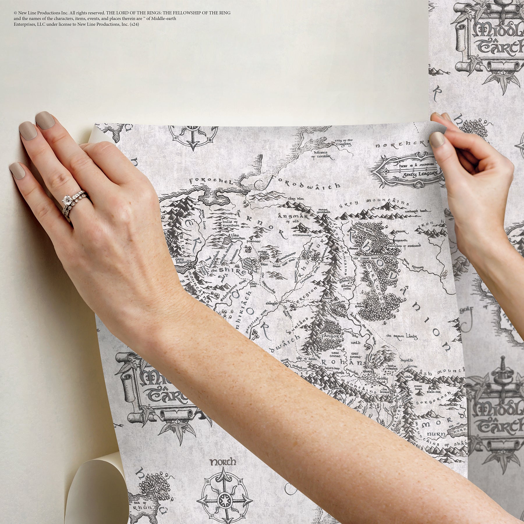 Lord of the Rings Middle Earth Map Peel & Stick Wallpaper Peel and Stick Wallpaper RoomMates   