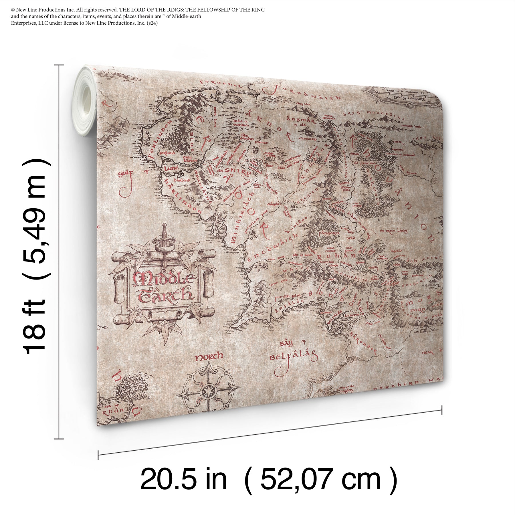 Lord of the Rings Middle Earth Map Peel & Stick Wallpaper Peel and Stick Wallpaper RoomMates   
