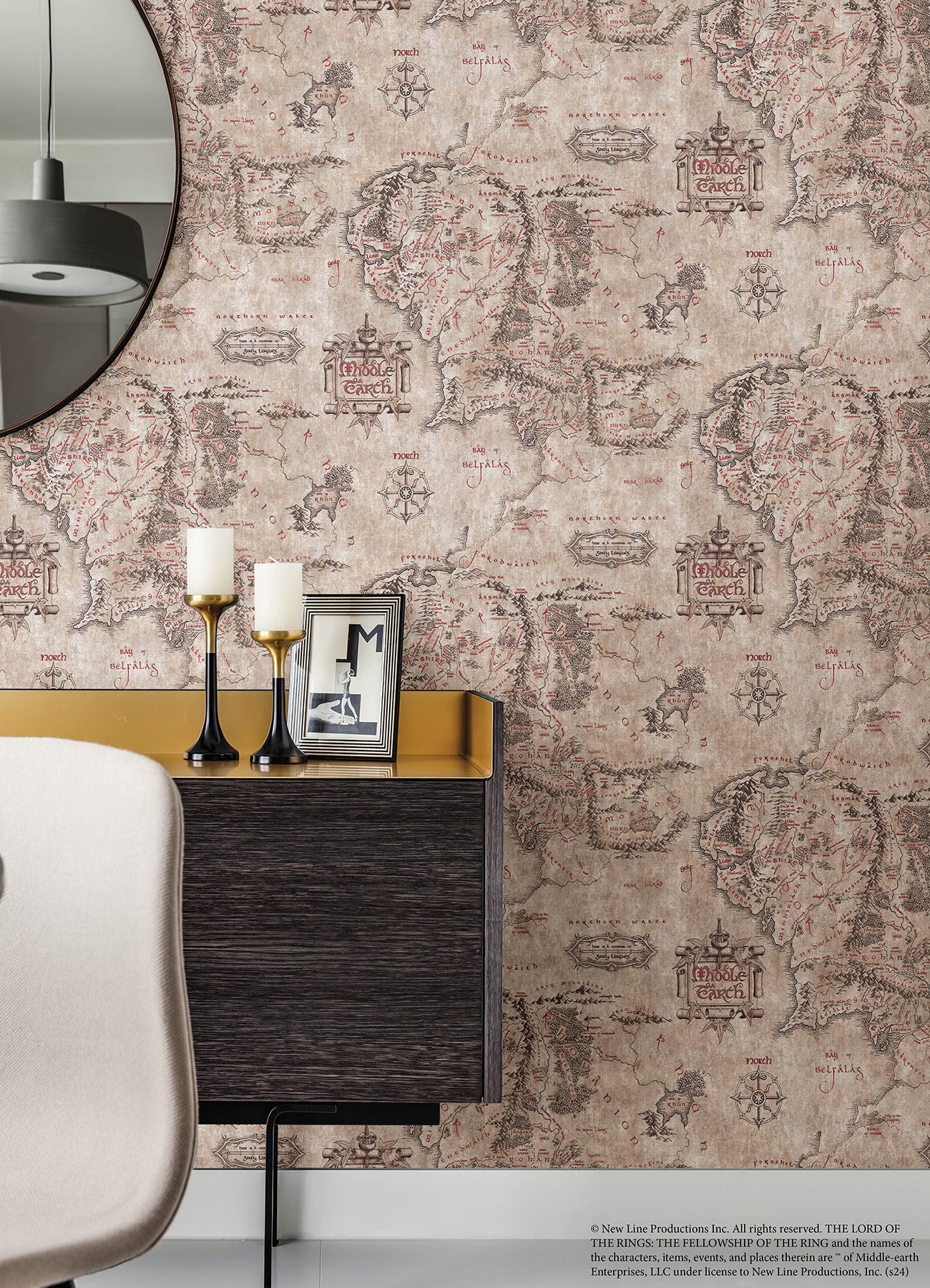 Lord of the Rings Middle Earth Map Peel & Stick Wallpaper Peel and Stick Wallpaper RoomMates   