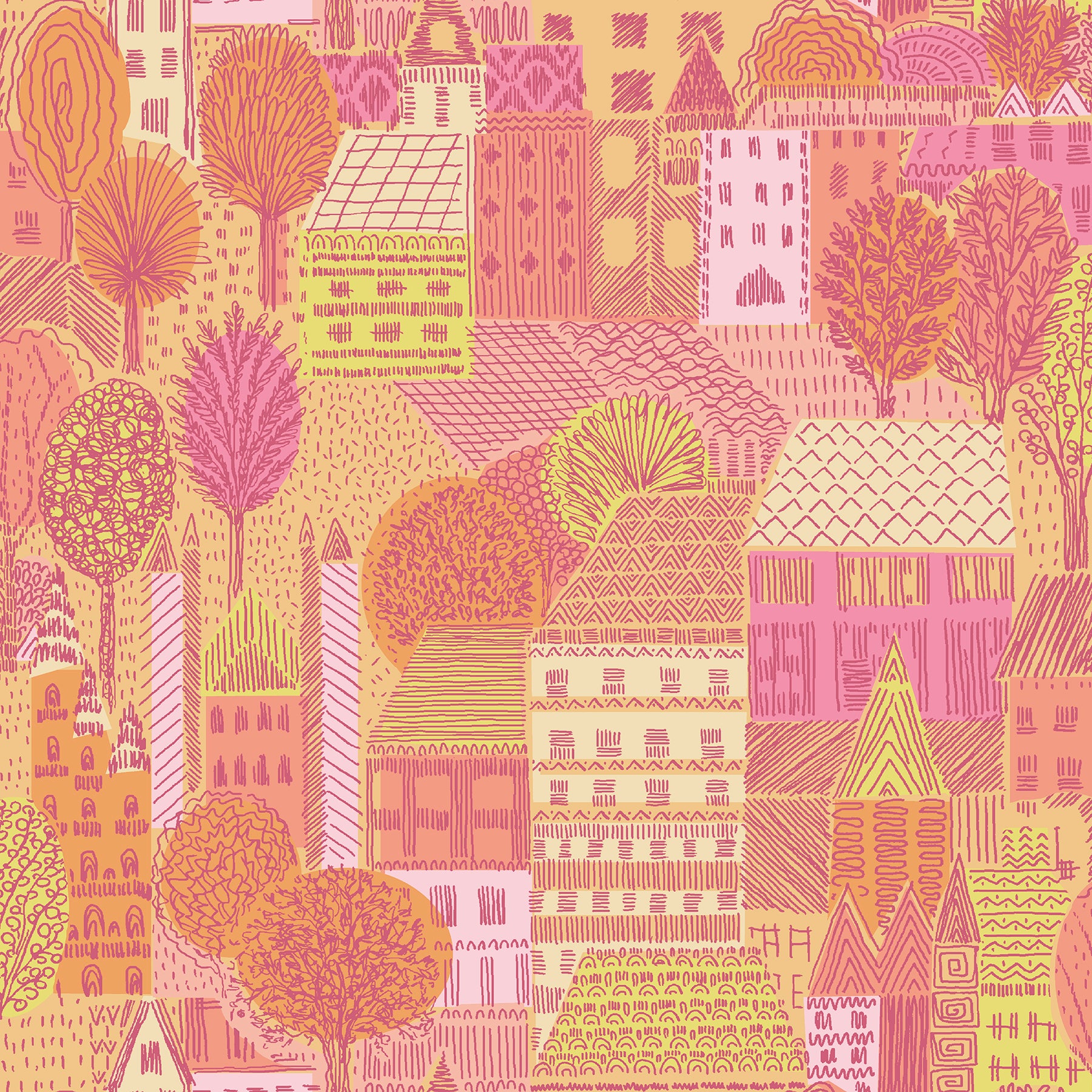 Charming Village Peel & Stick Wallpaper Peel and Stick Wallpaper RoomMates Decor Roll Pink 