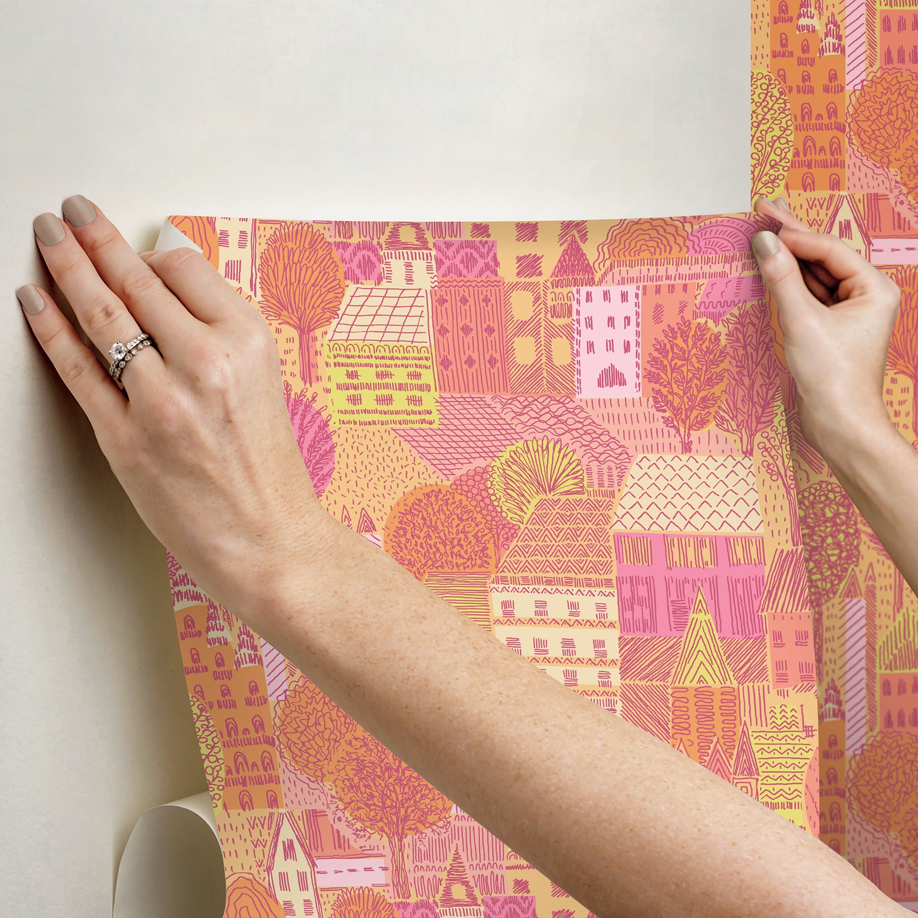 Charming Village Peel & Stick Wallpaper Peel and Stick Wallpaper RoomMates Decor   