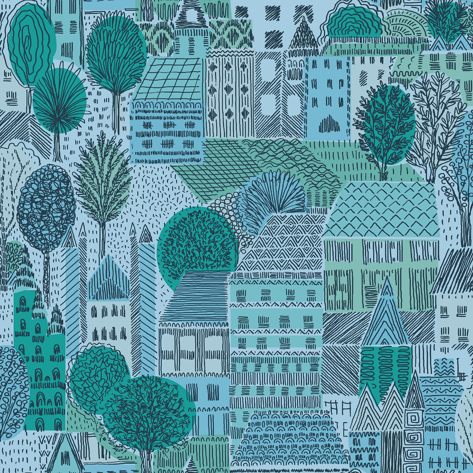 Charming Village Peel & Stick Wallpaper Peel and Stick Wallpaper RoomMates Decor Roll Blue 