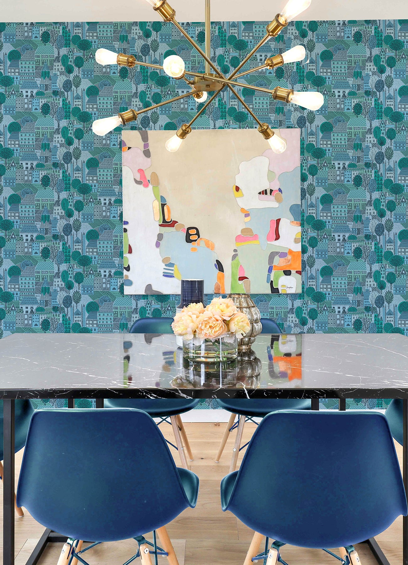 Charming Village Peel & Stick Wallpaper Peel and Stick Wallpaper RoomMates Decor   