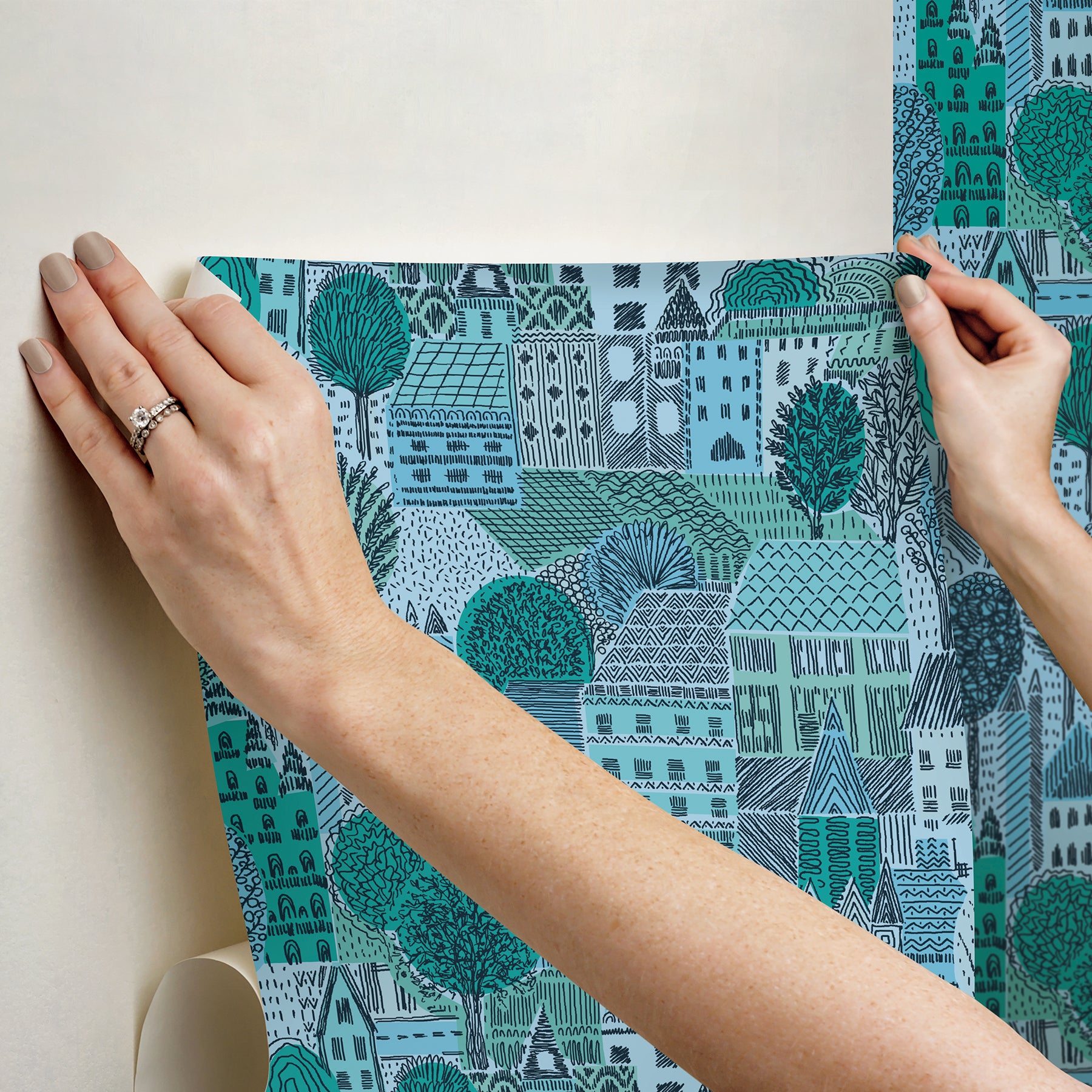 Charming Village Peel & Stick Wallpaper Peel and Stick Wallpaper RoomMates Decor   