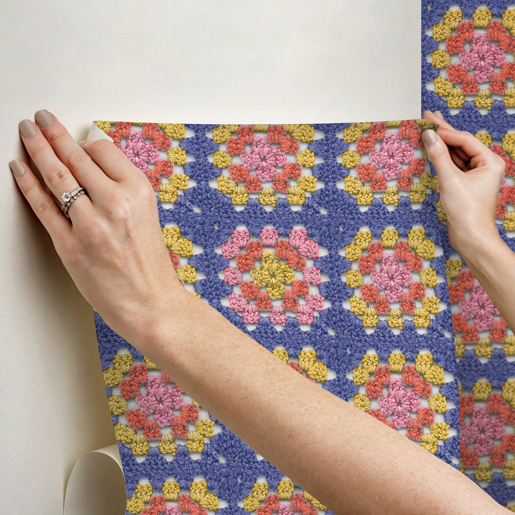 Granny Square Peel & Stick Wallpaper Peel and Stick Wallpaper RoomMates   