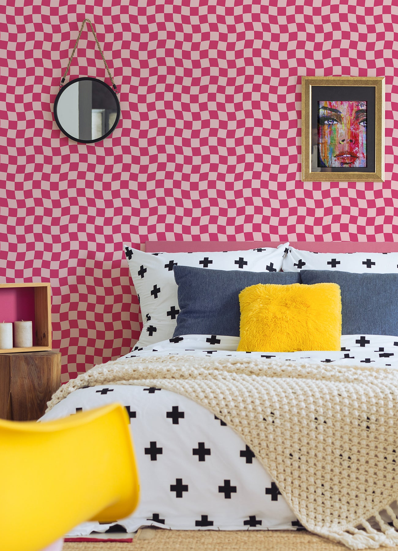 Groovy Checker Peel & Stick Wallpaper Peel and Stick Wallpaper RoomMates   