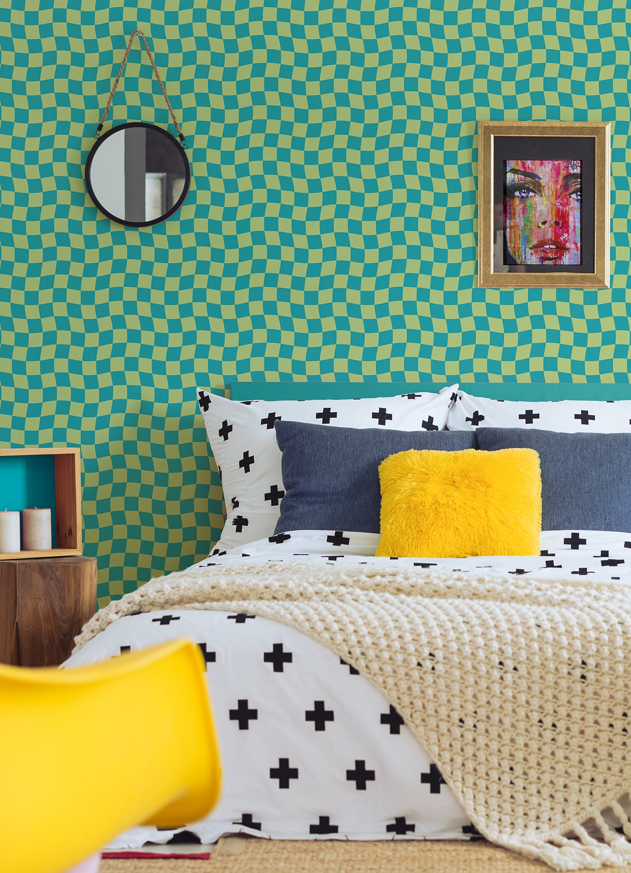 Groovy Checker Peel & Stick Wallpaper Peel and Stick Wallpaper RoomMates   