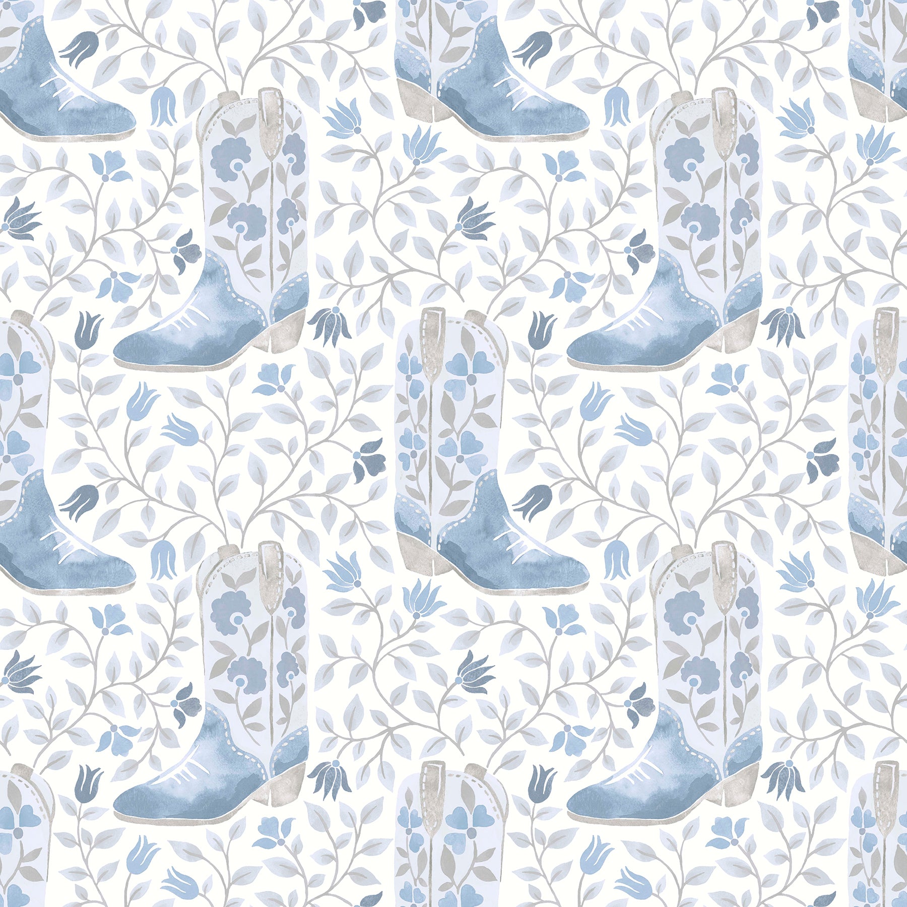 Cowgirl Like Me Peel & Stick Wallpaper Peel and Stick Wallpaper RoomMates Roll Blue 