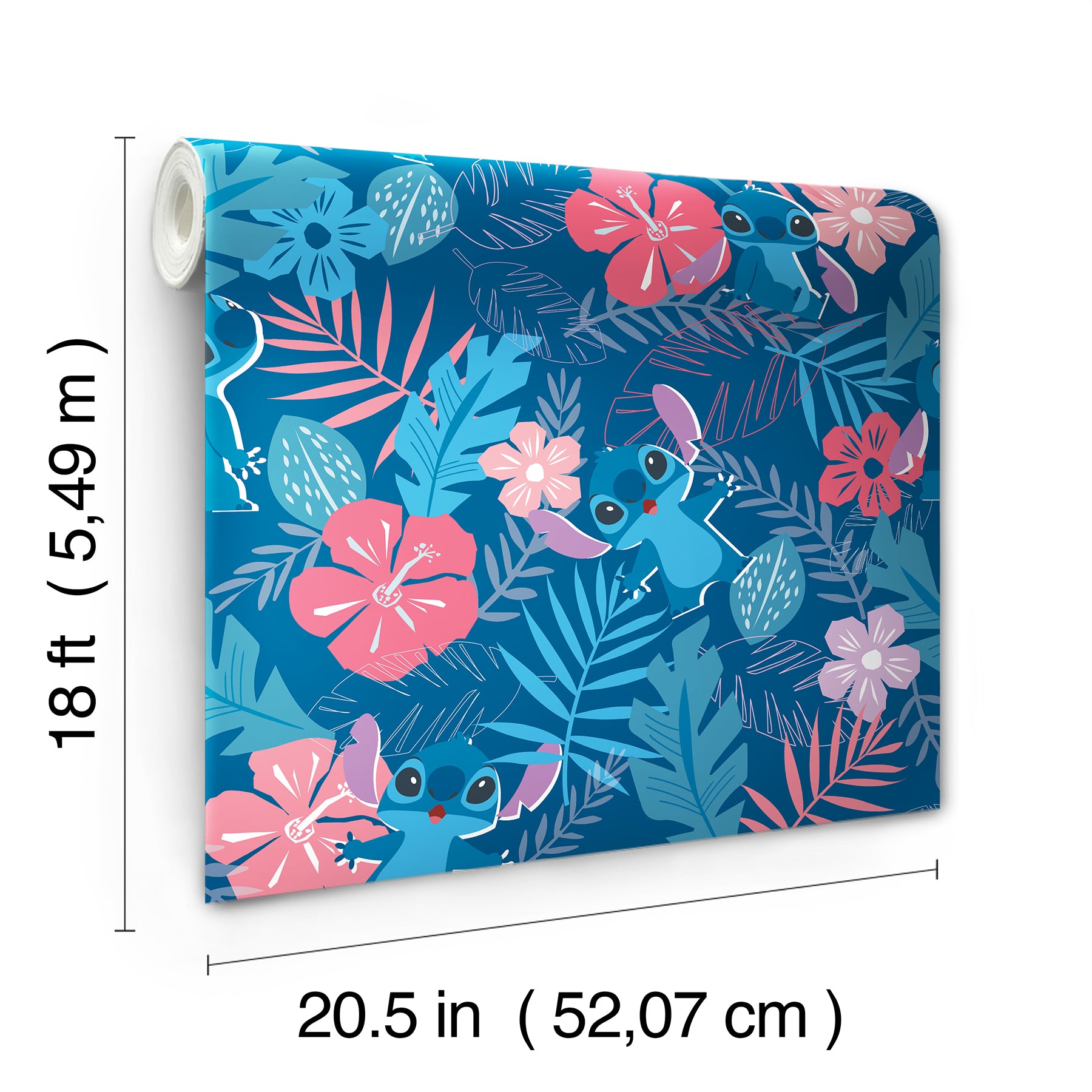 Disney Stitch Tropical Flowers Peel & Stick Wallpaper Peel and Stick Wallpaper RoomMates