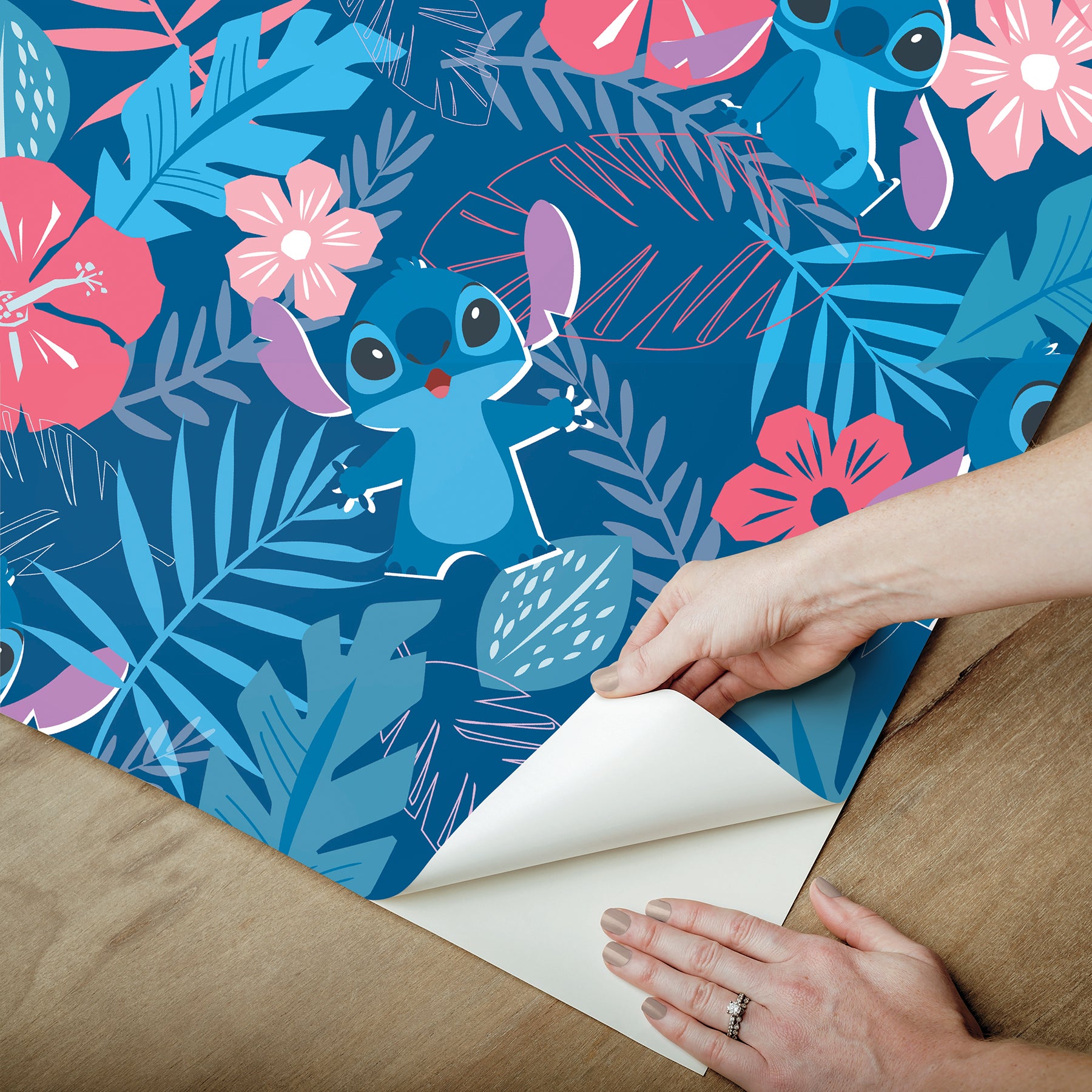 Disney Stitch Tropical Flowers Peel & Stick Wallpaper Peel and Stick Wallpaper RoomMates