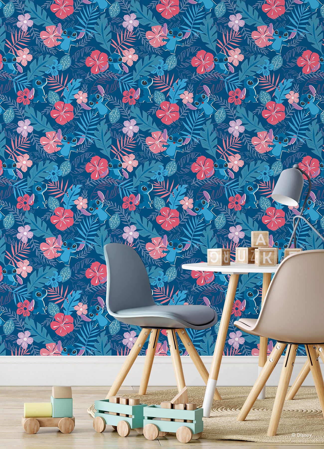 Disney Stitch Tropical Flowers Peel & Stick Wallpaper Peel and Stick Wallpaper RoomMates