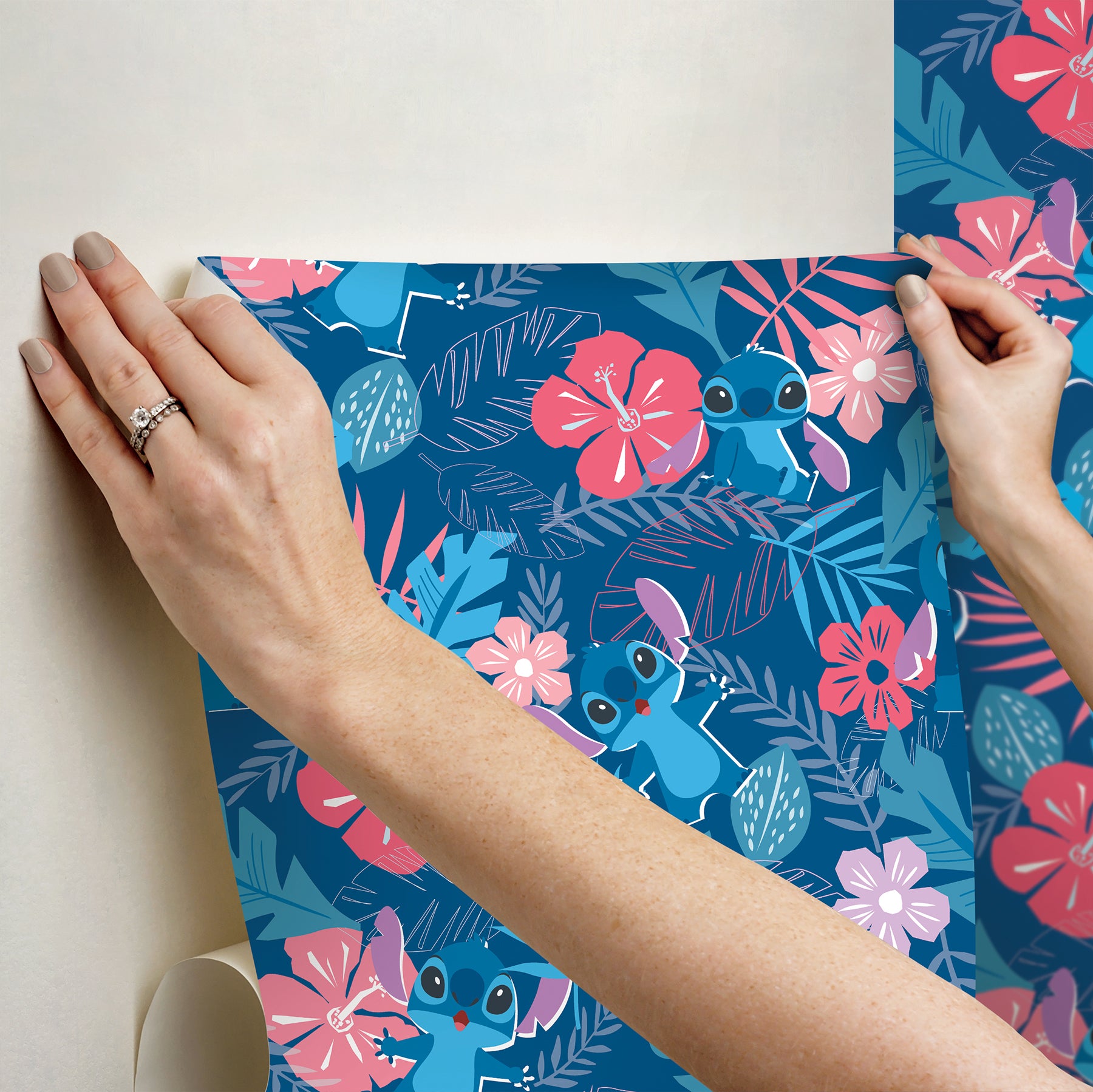 Disney Stitch Tropical Flowers Peel & Stick Wallpaper Peel and Stick Wallpaper RoomMates