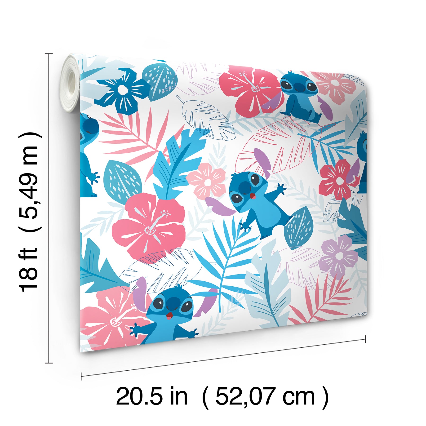Disney Stitch Tropical Flowers Peel & Stick Wallpaper Peel and Stick Wallpaper RoomMates