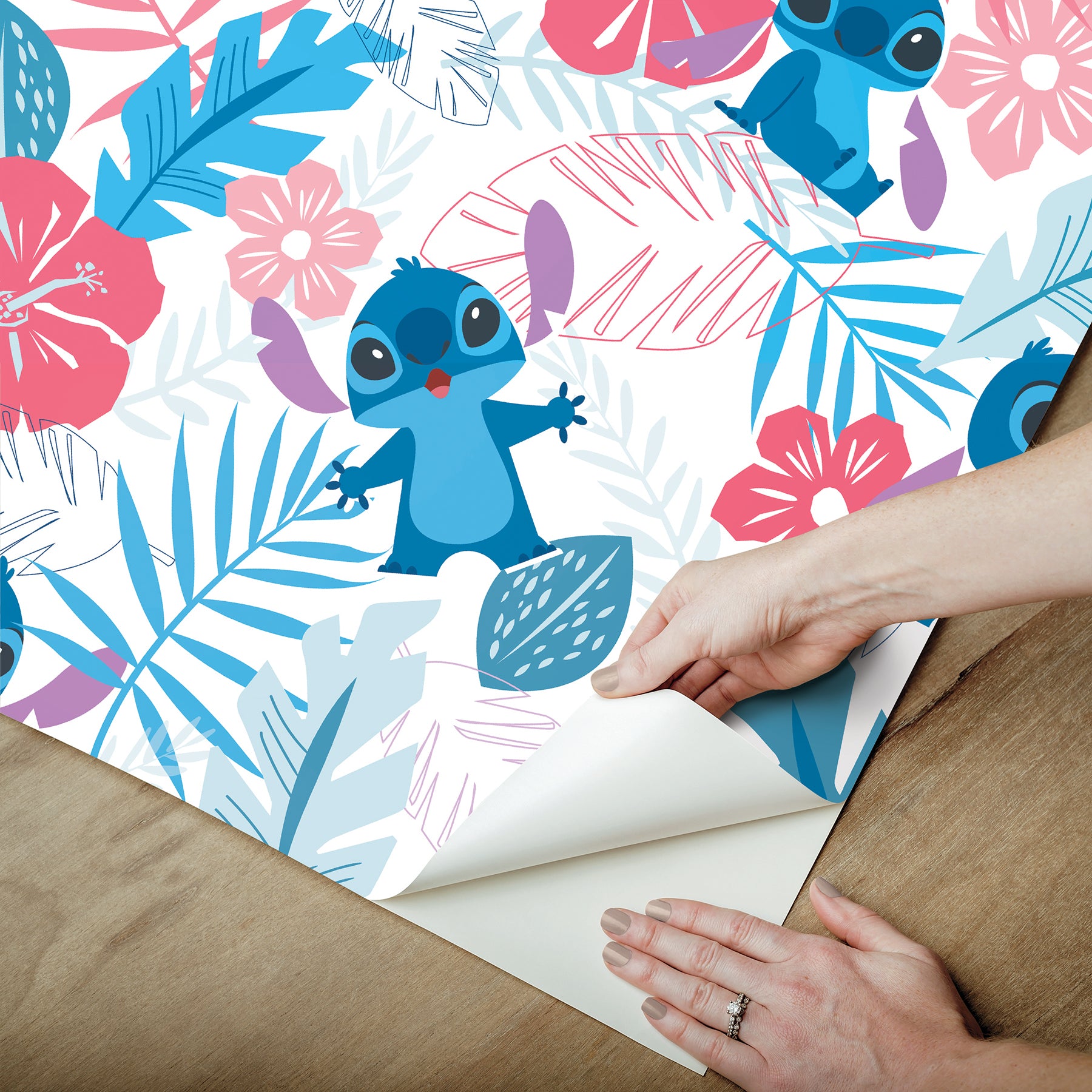 Disney Stitch Tropical Flowers Peel & Stick Wallpaper Peel and Stick Wallpaper RoomMates