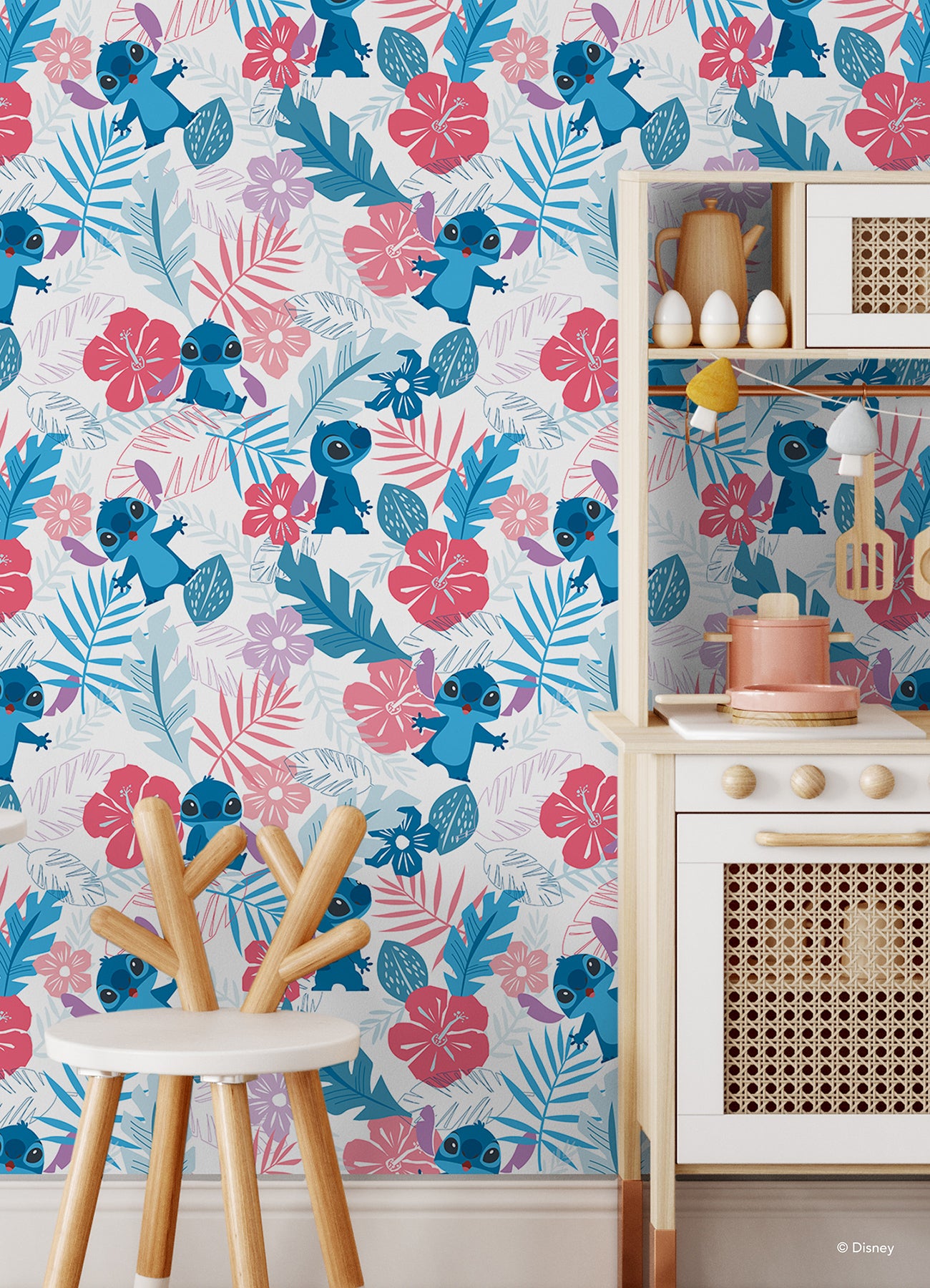 Disney Stitch Tropical Flowers Peel & Stick Wallpaper Peel and Stick Wallpaper RoomMates