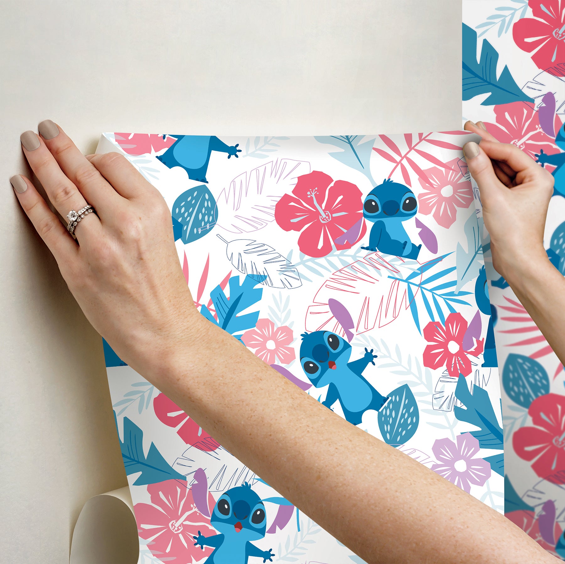Disney Stitch Tropical Flowers Peel & Stick Wallpaper Peel and Stick Wallpaper RoomMates