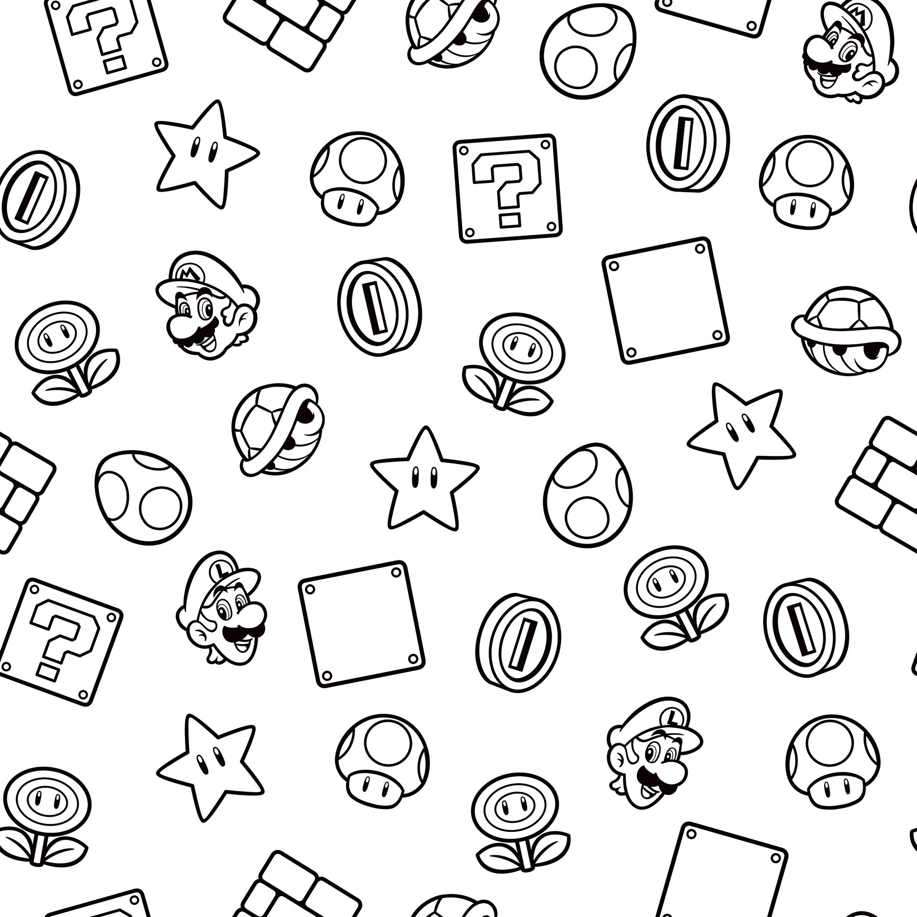Nintendo Super Mario Power Up Icons Peel & Stick Wallpaper Peel and Stick Wallpaper RoomMates Roll Black
