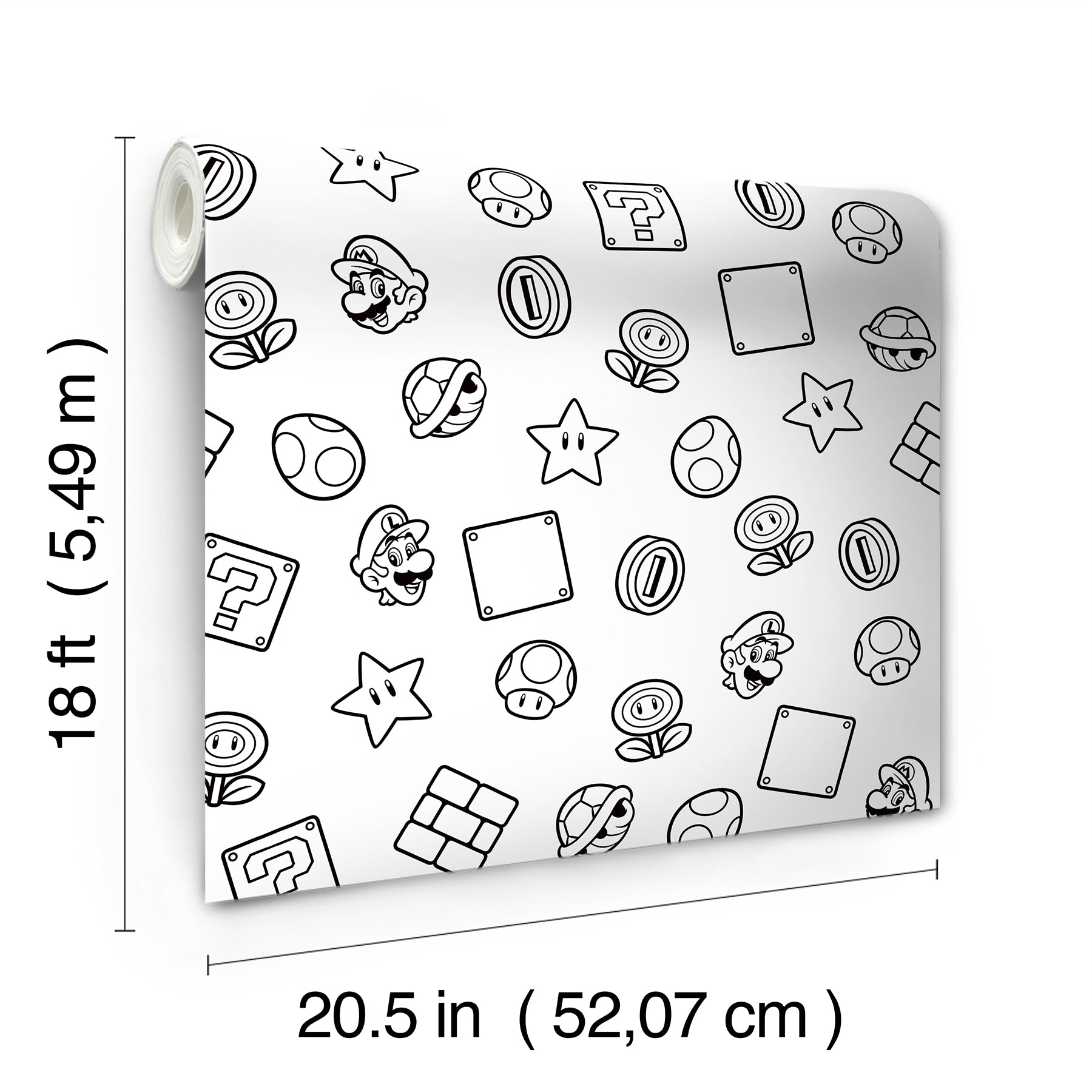 Nintendo Super Mario Power Up Icons Peel & Stick Wallpaper Peel and Stick Wallpaper RoomMates