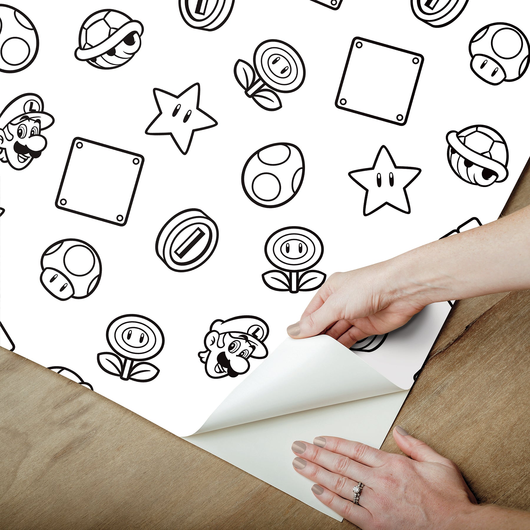 Nintendo Super Mario Power Up Icons Peel & Stick Wallpaper Peel and Stick Wallpaper RoomMates