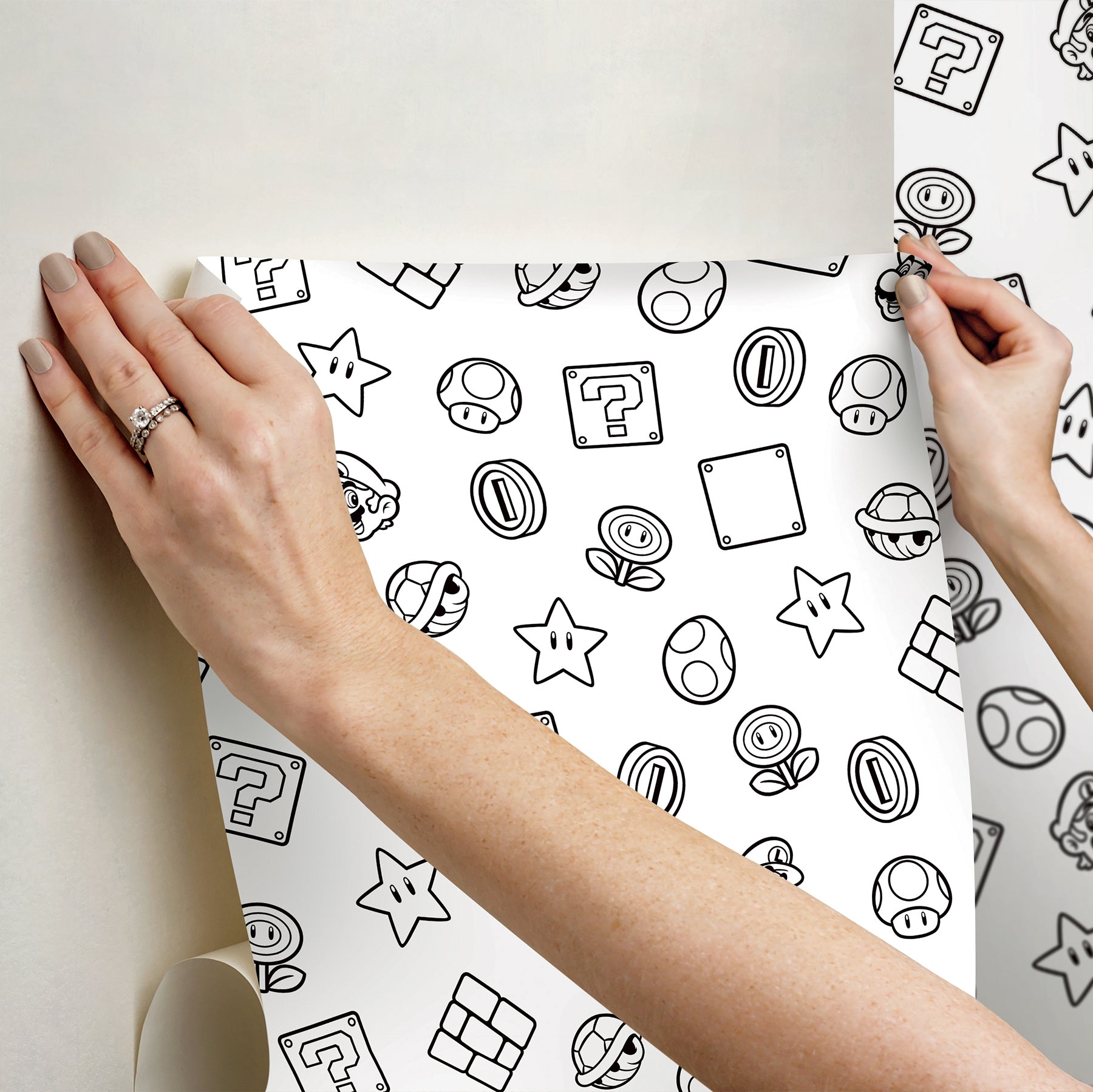 Nintendo Super Mario Power Up Icons Peel & Stick Wallpaper Peel and Stick Wallpaper RoomMates
