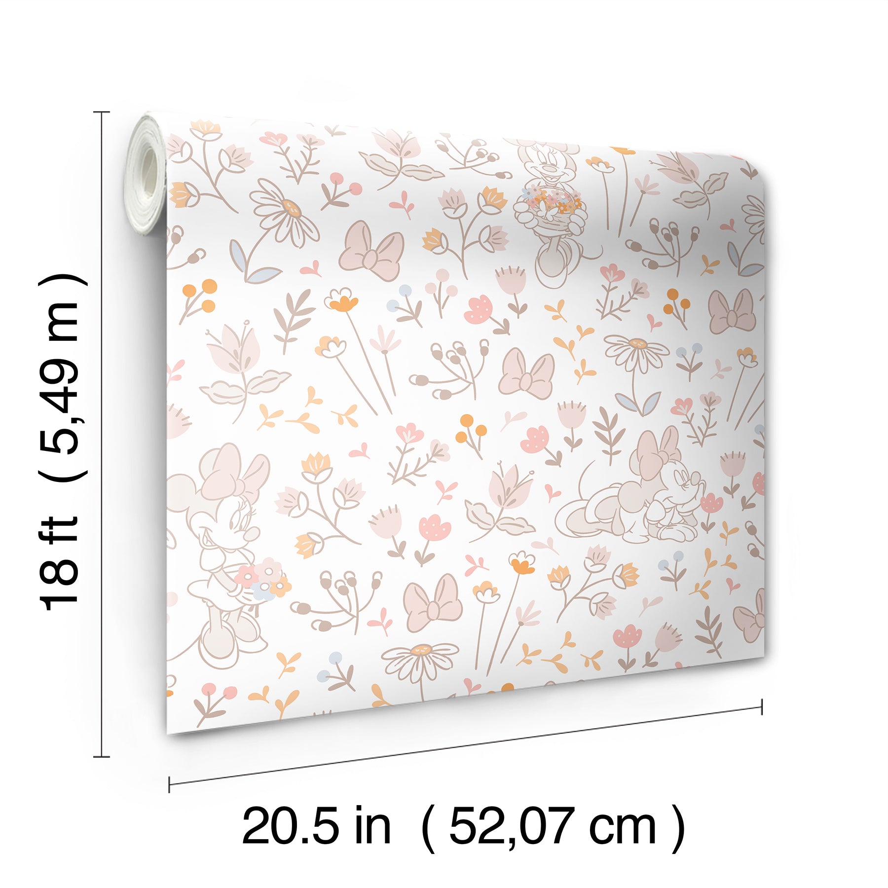 Disney Minnie Mouse Pretty as a Flower Peel & Stick Wallpaper Peel and Stick Wallpaper RoomMates
