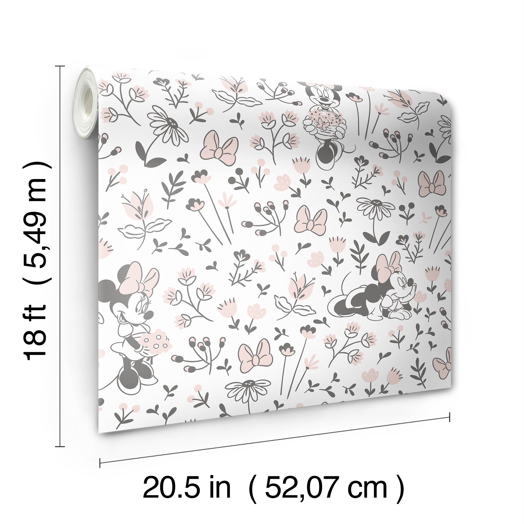 Disney Minnie Mouse Pretty as a Flower Peel & Stick Wallpaper Peel and Stick Wallpaper RoomMates
