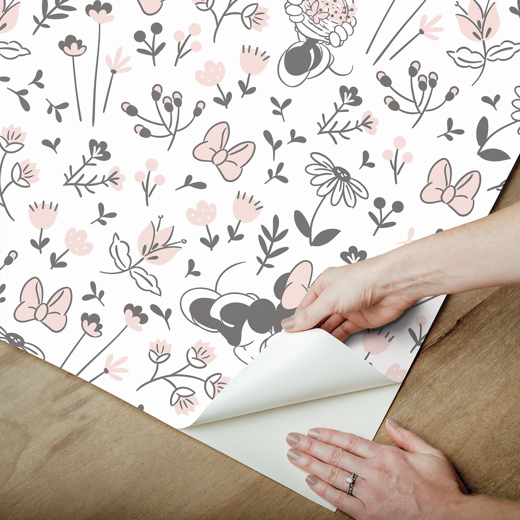 Disney Minnie Mouse Pretty as a Flower Peel & Stick Wallpaper Peel and Stick Wallpaper RoomMates