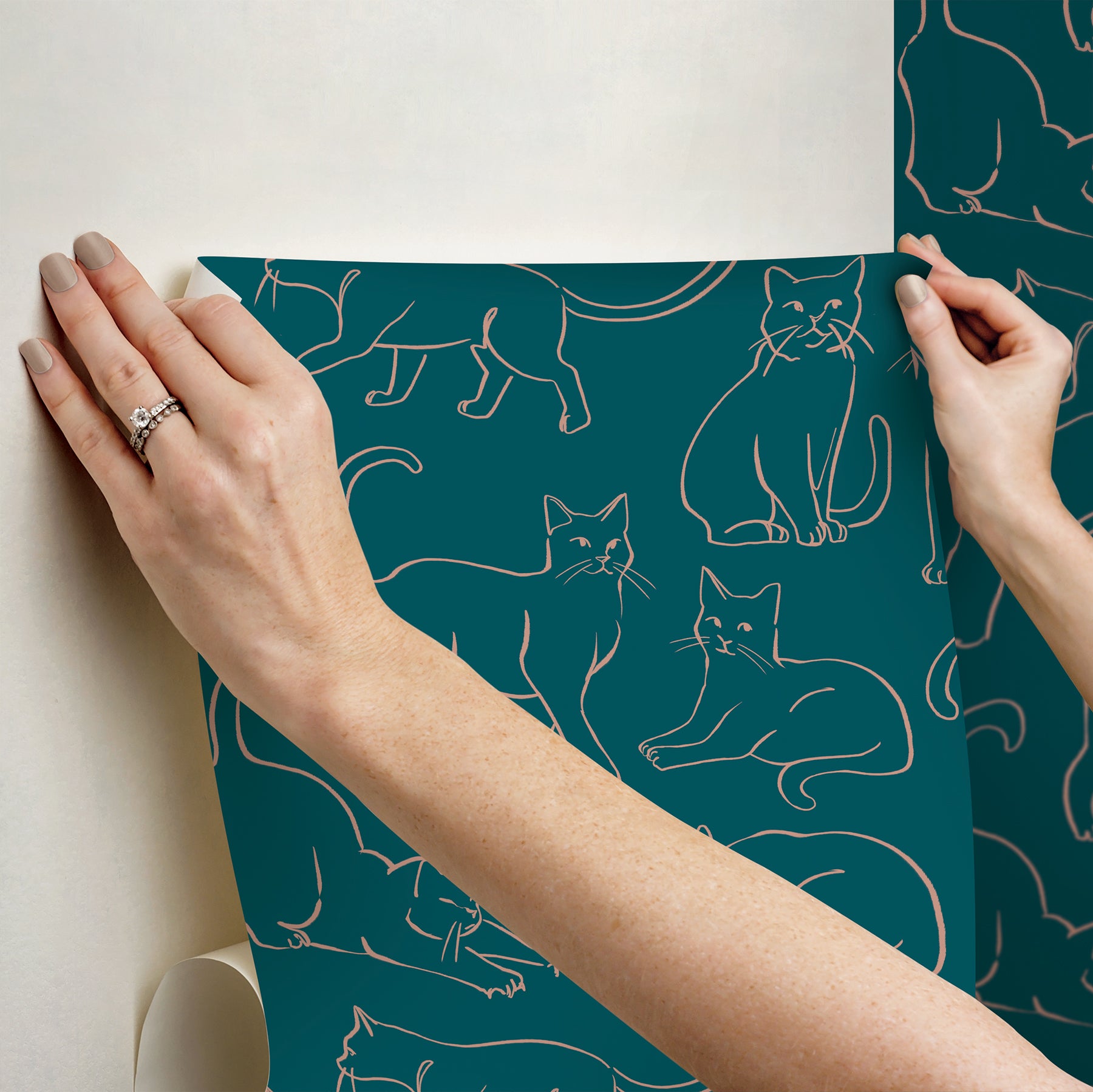 Cat Poses Peel & Stick Wallpaper Peel and Stick Wallpaper RoomMates