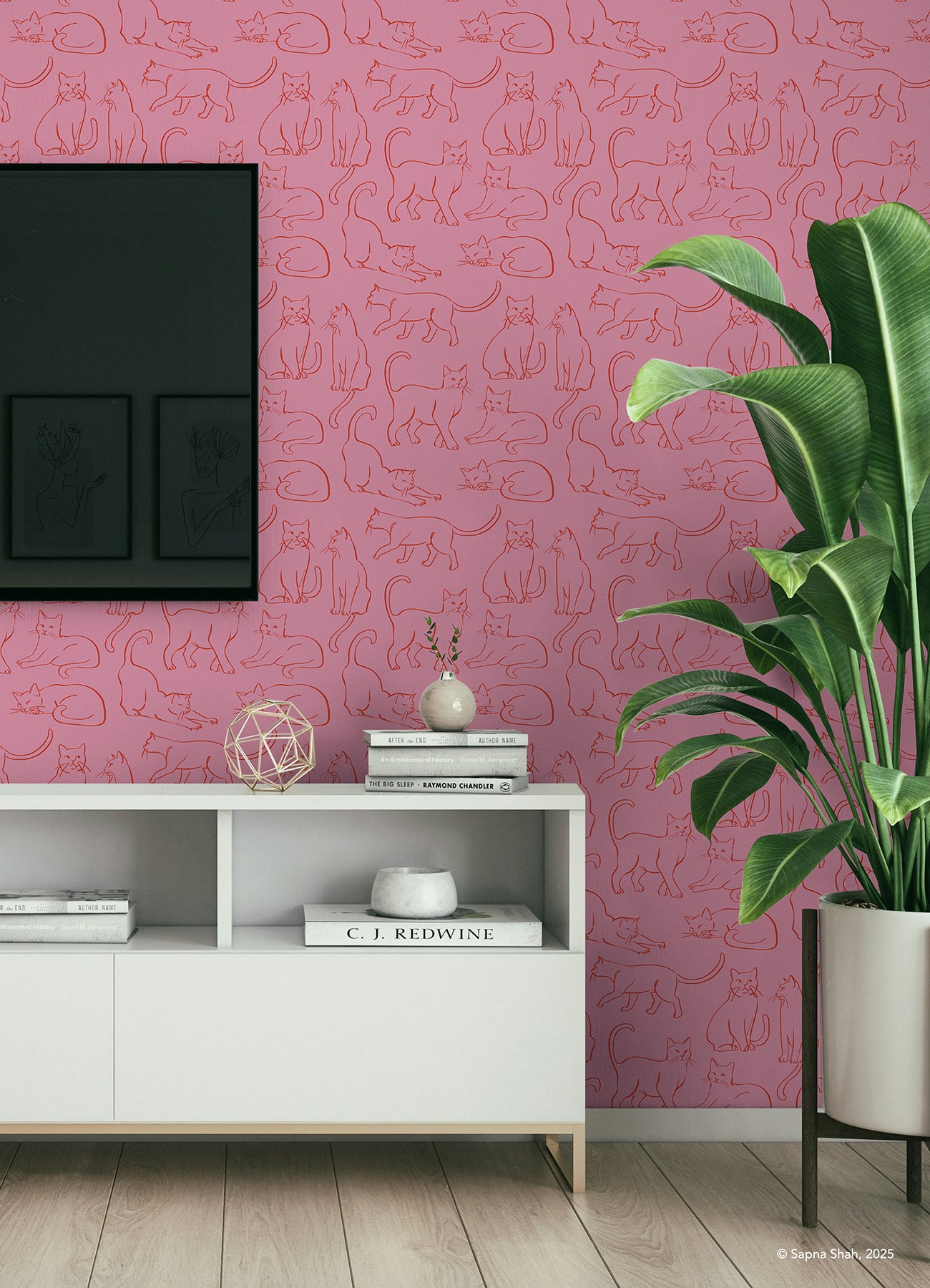 Cat Poses Peel & Stick Wallpaper Peel and Stick Wallpaper RoomMates