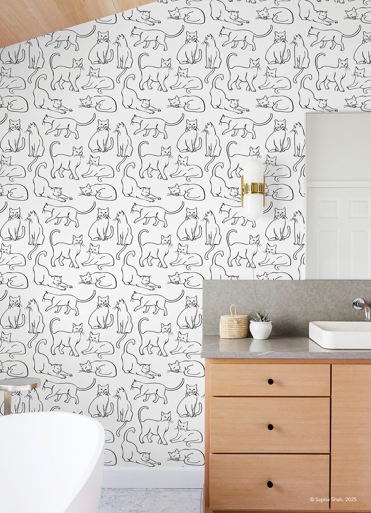 Cat Poses Peel & Stick Wallpaper Peel and Stick Wallpaper RoomMates