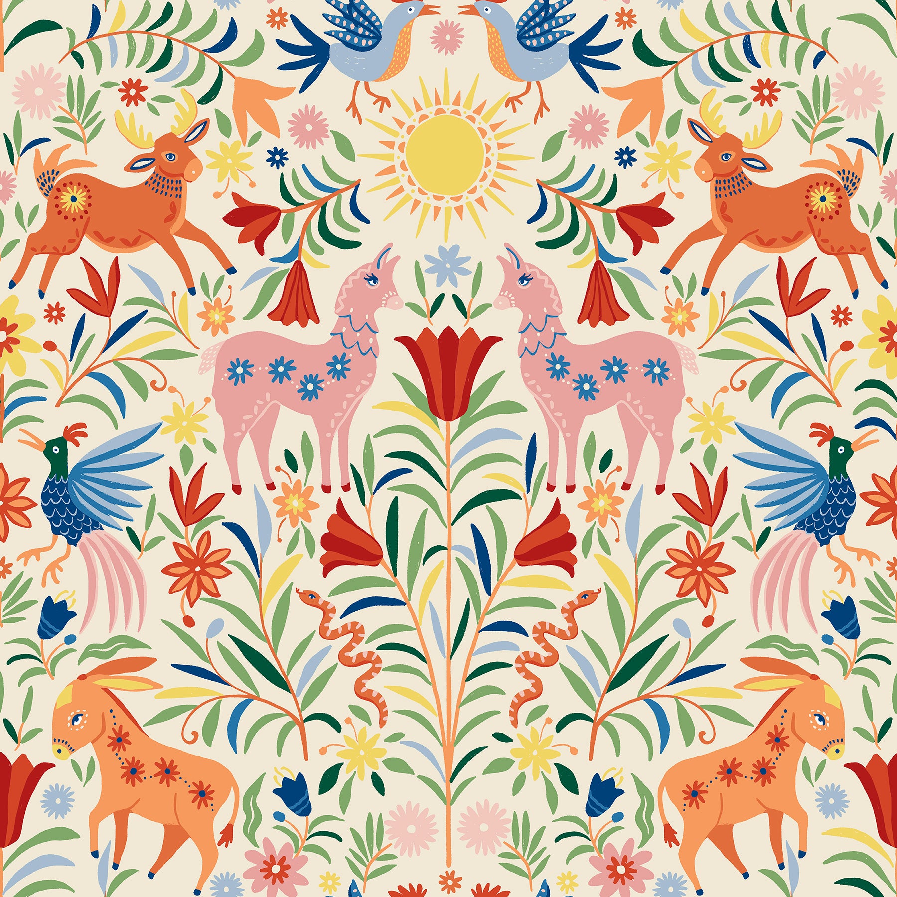 Whimsical Creatures Peel & Stick Wallpaper Peel and Stick Wallpaper RoomMates Roll Cream