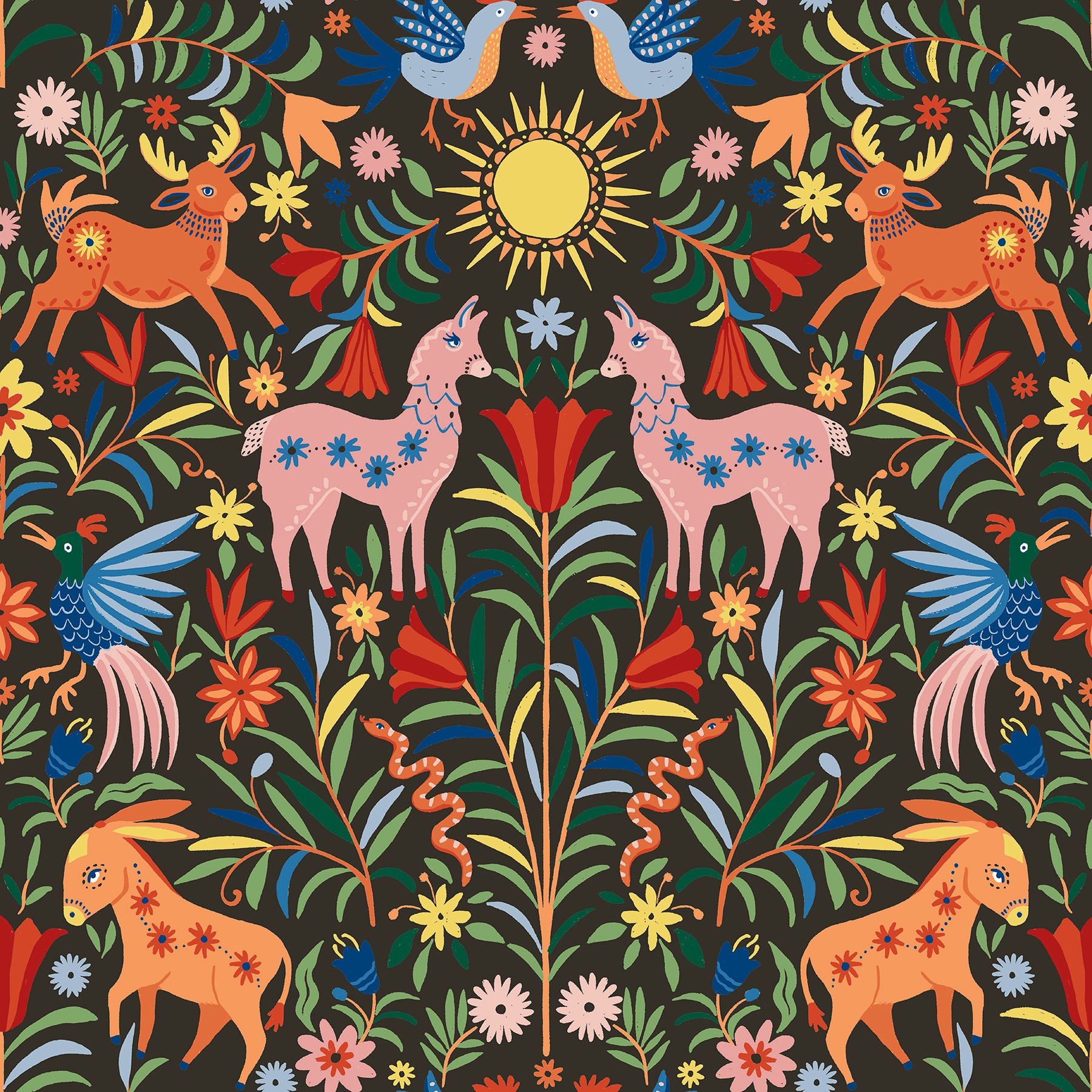 Whimsical Creatures Peel & Stick Wallpaper Peel and Stick Wallpaper RoomMates Roll Black