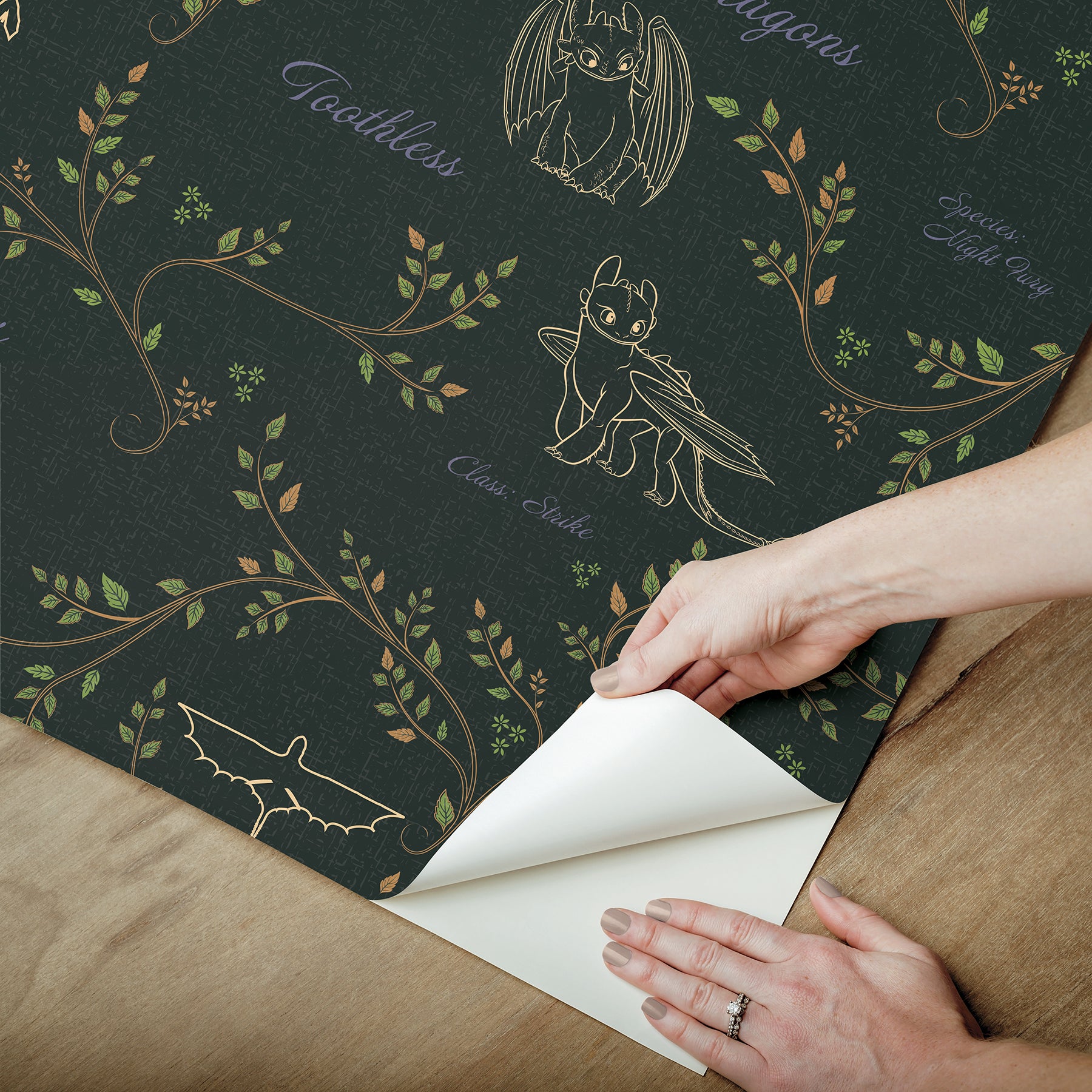 How to Train Your Dragon Toothless Radical Nature Green Peel & Stick Wallpaper Peel and Stick Wallpaper RoomMates