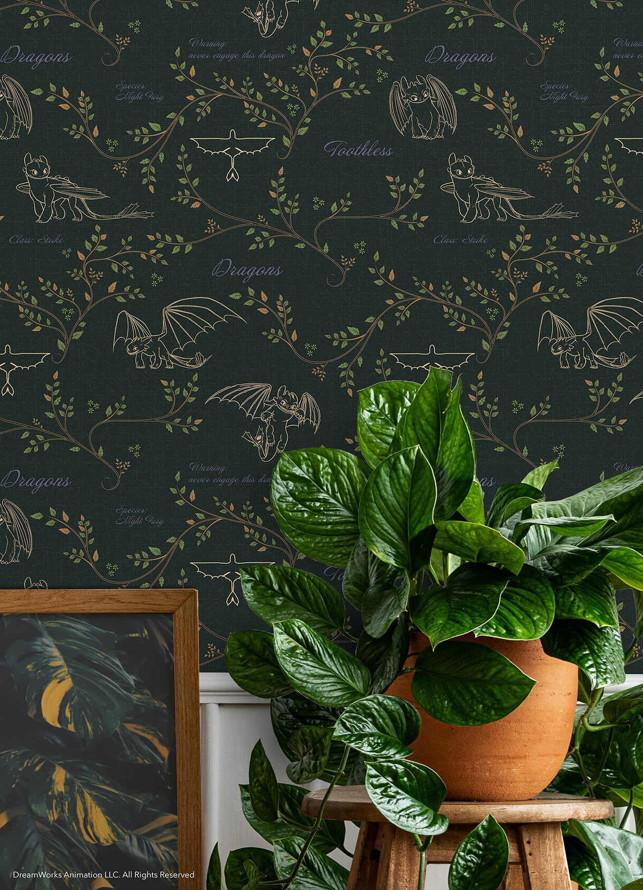 How to Train Your Dragon Toothless Radical Nature Green Peel & Stick Wallpaper Peel and Stick Wallpaper RoomMates