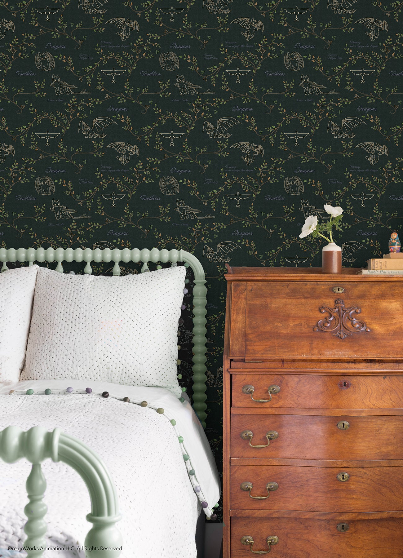 How to Train Your Dragon Toothless Radical Nature Green Peel & Stick Wallpaper Peel and Stick Wallpaper RoomMates